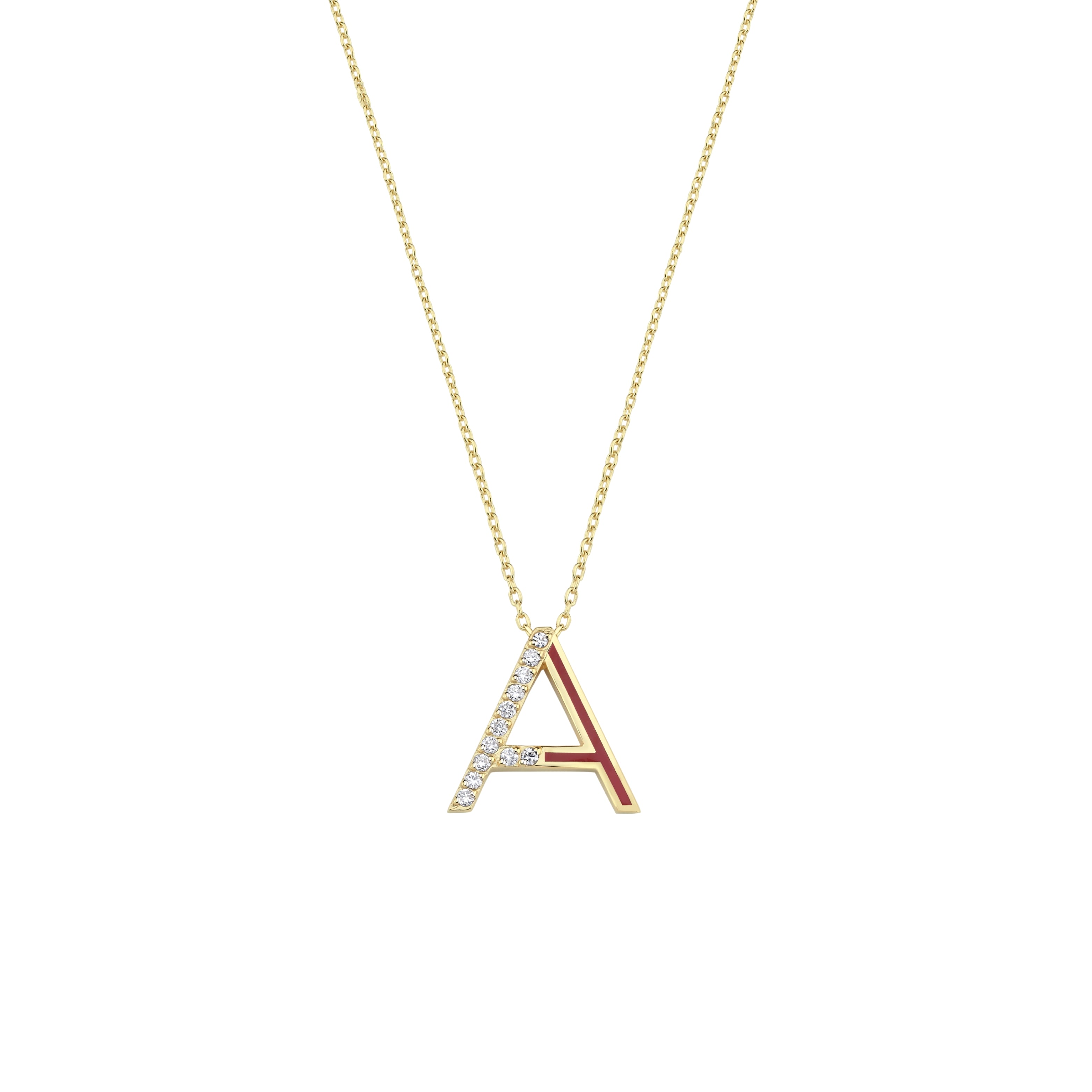 Initial A Diamond Necklace With Enamel