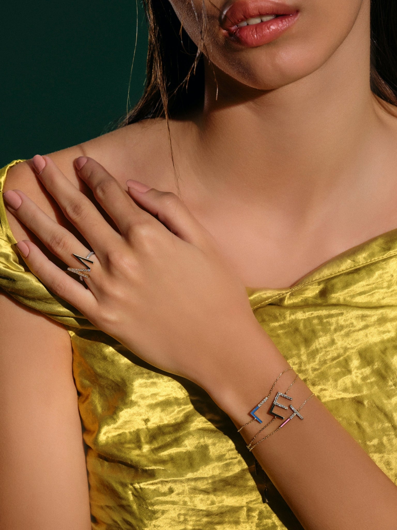 Diamond E Initial Chain Bracelet