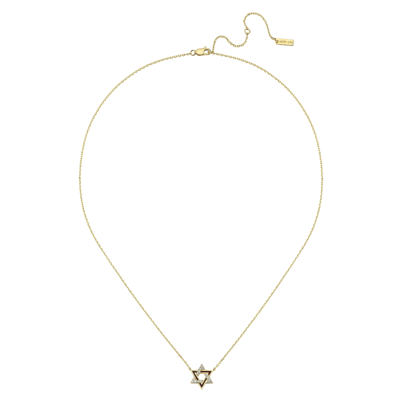 Star Of David Enamel Diamond Necklace