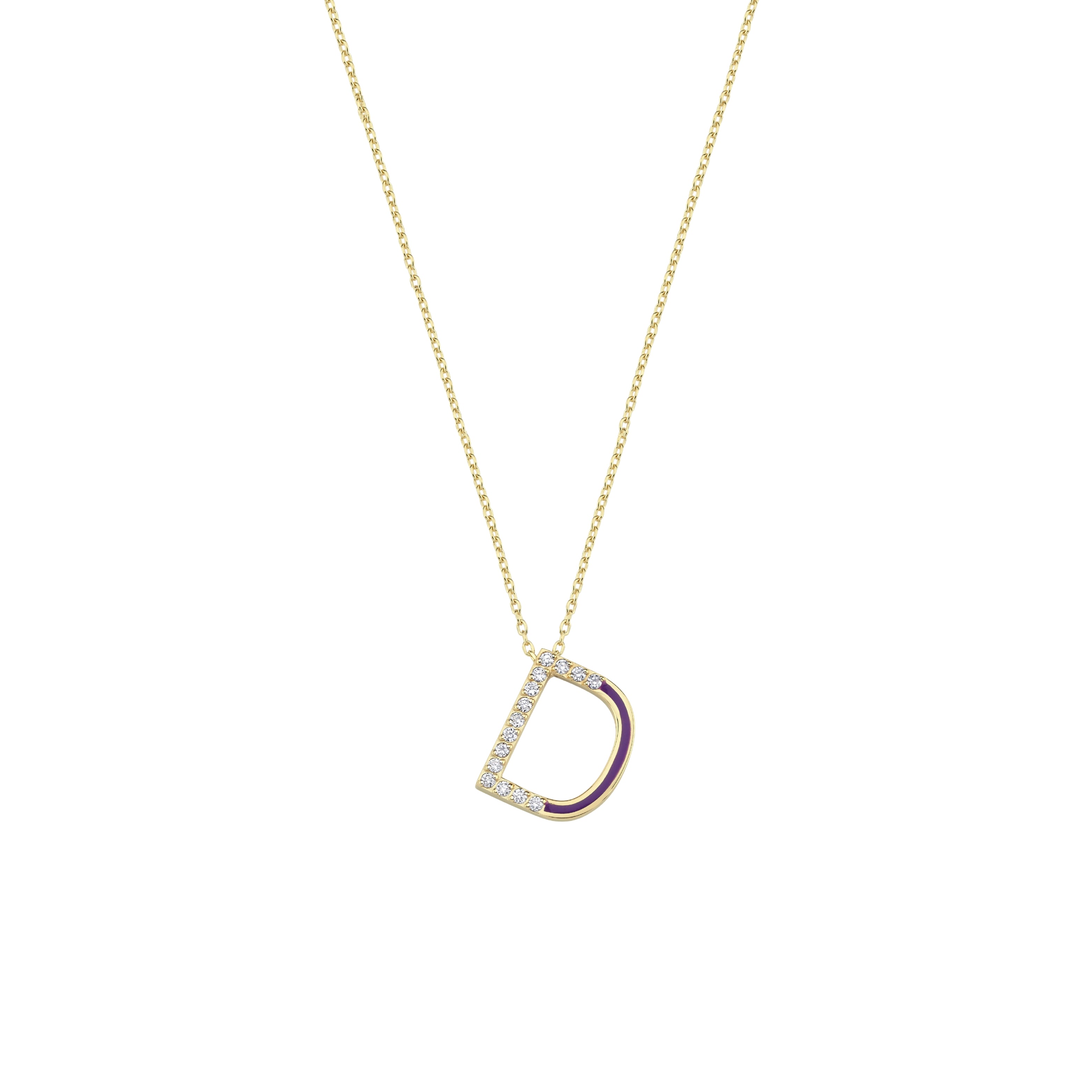 Initial D Diamond Necklace With Enamel