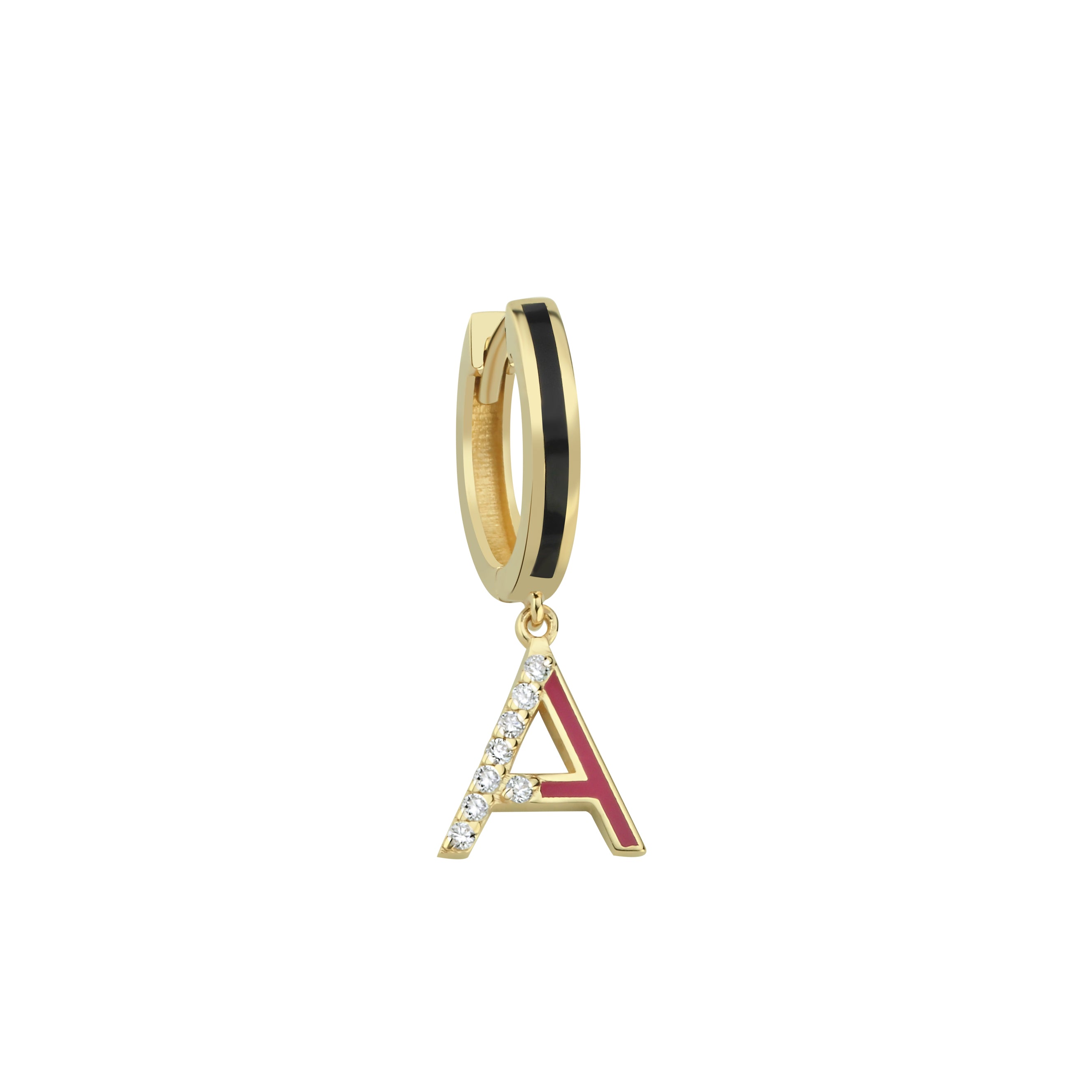 BRAVERY Initial Diamond Enamel Huggy Earring