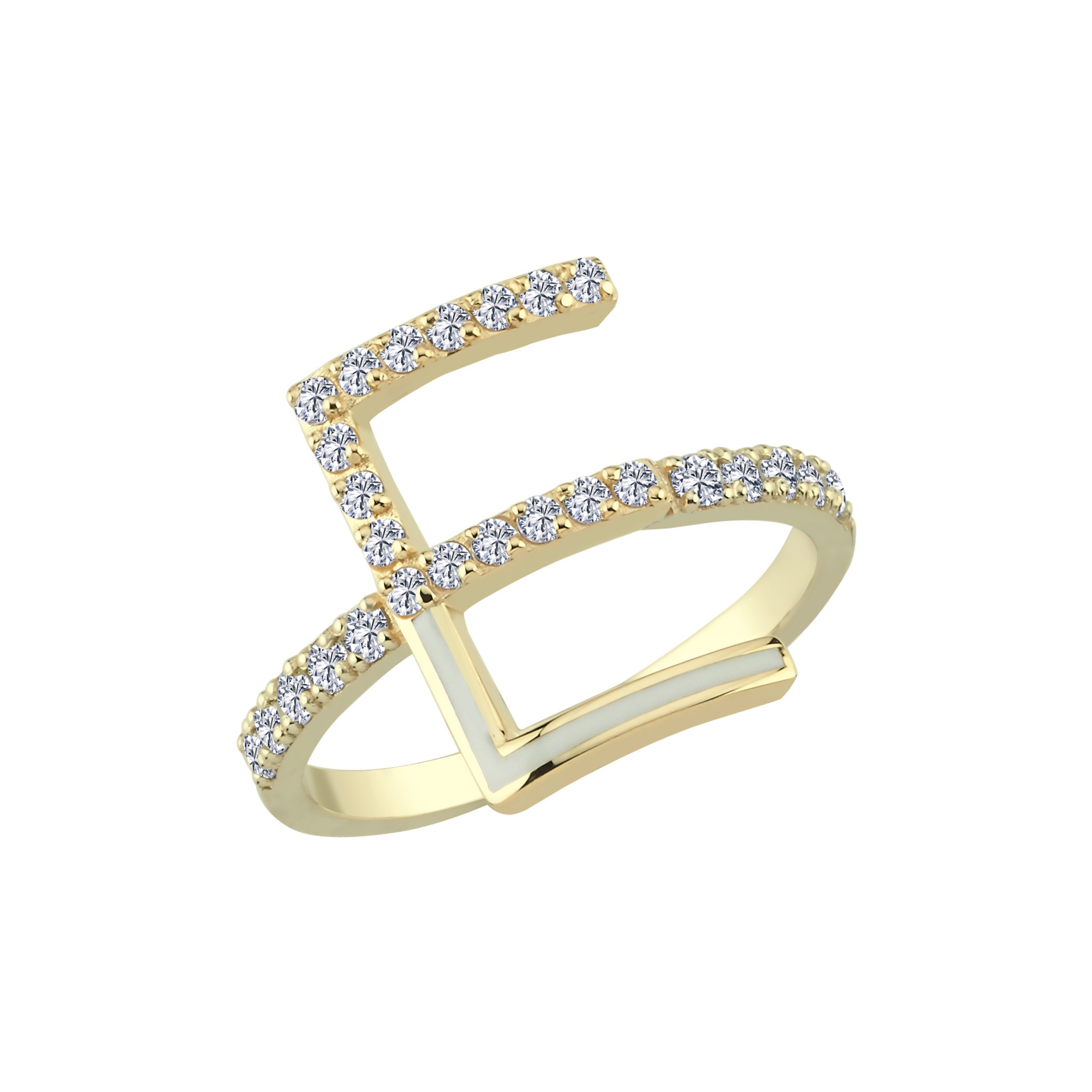 Diamond E Initial Ring With Enamel