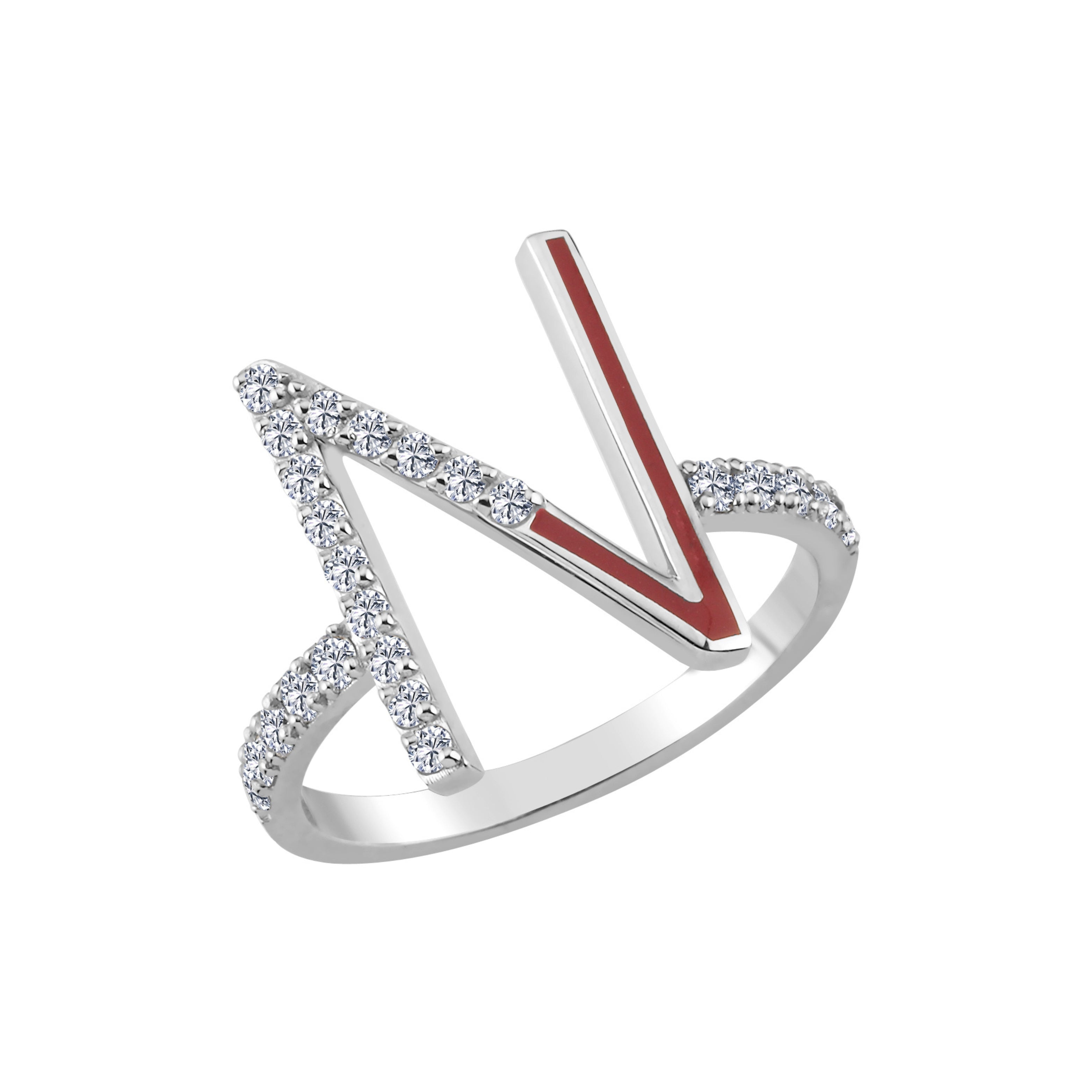 Diamond N Initial Ring With Enamel