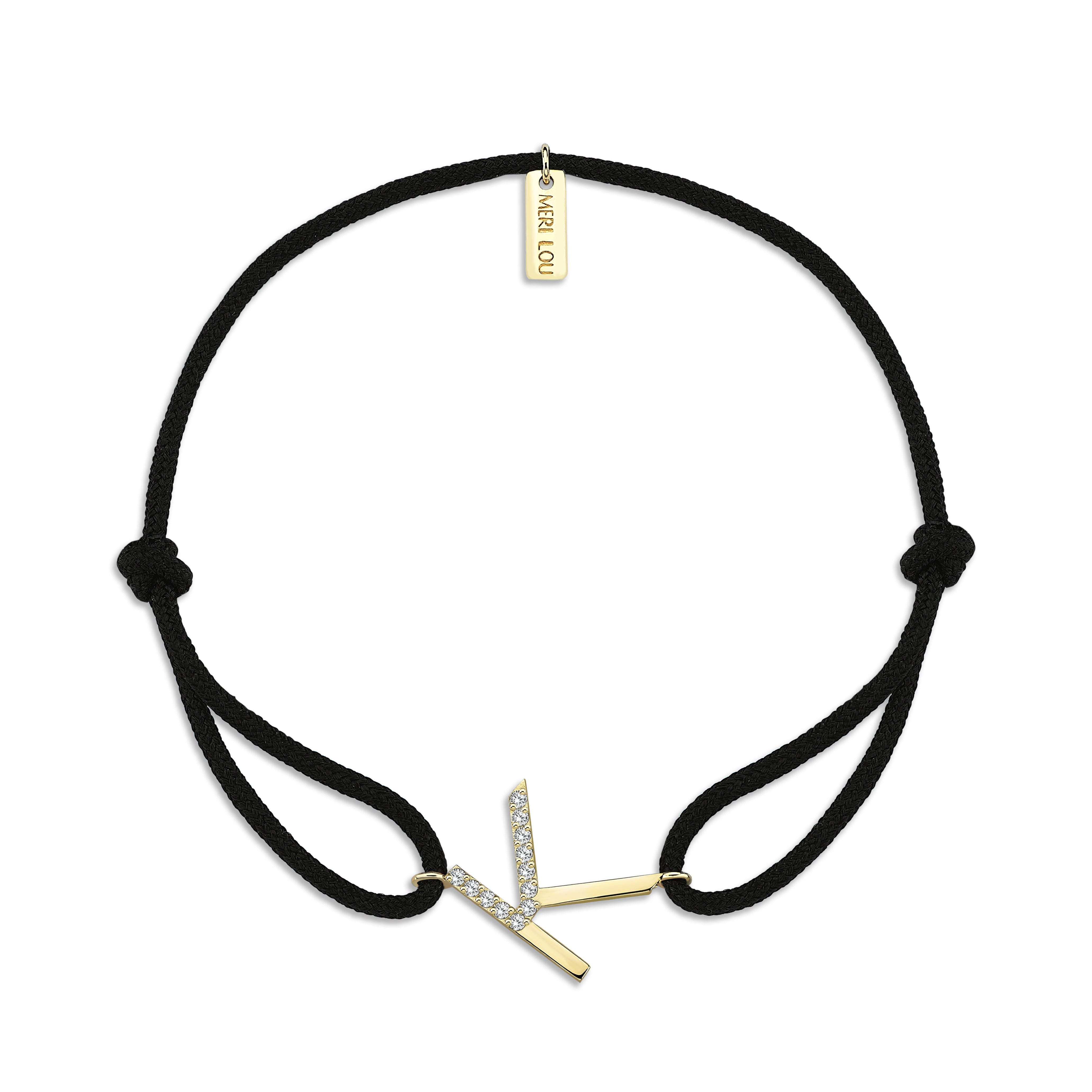 Diamond K Initial Cord Bracelet