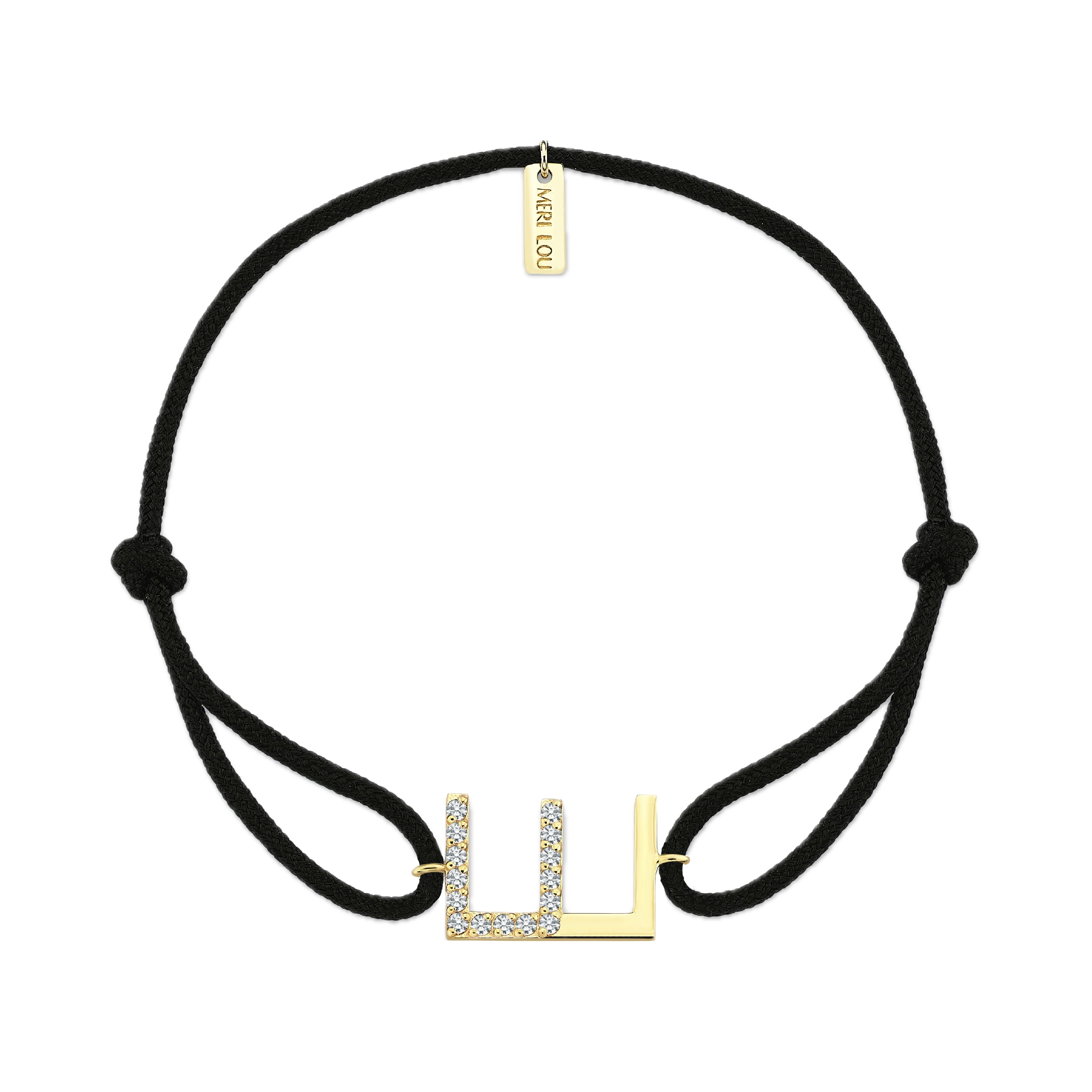 Diamond E Initial Cord Bracelet