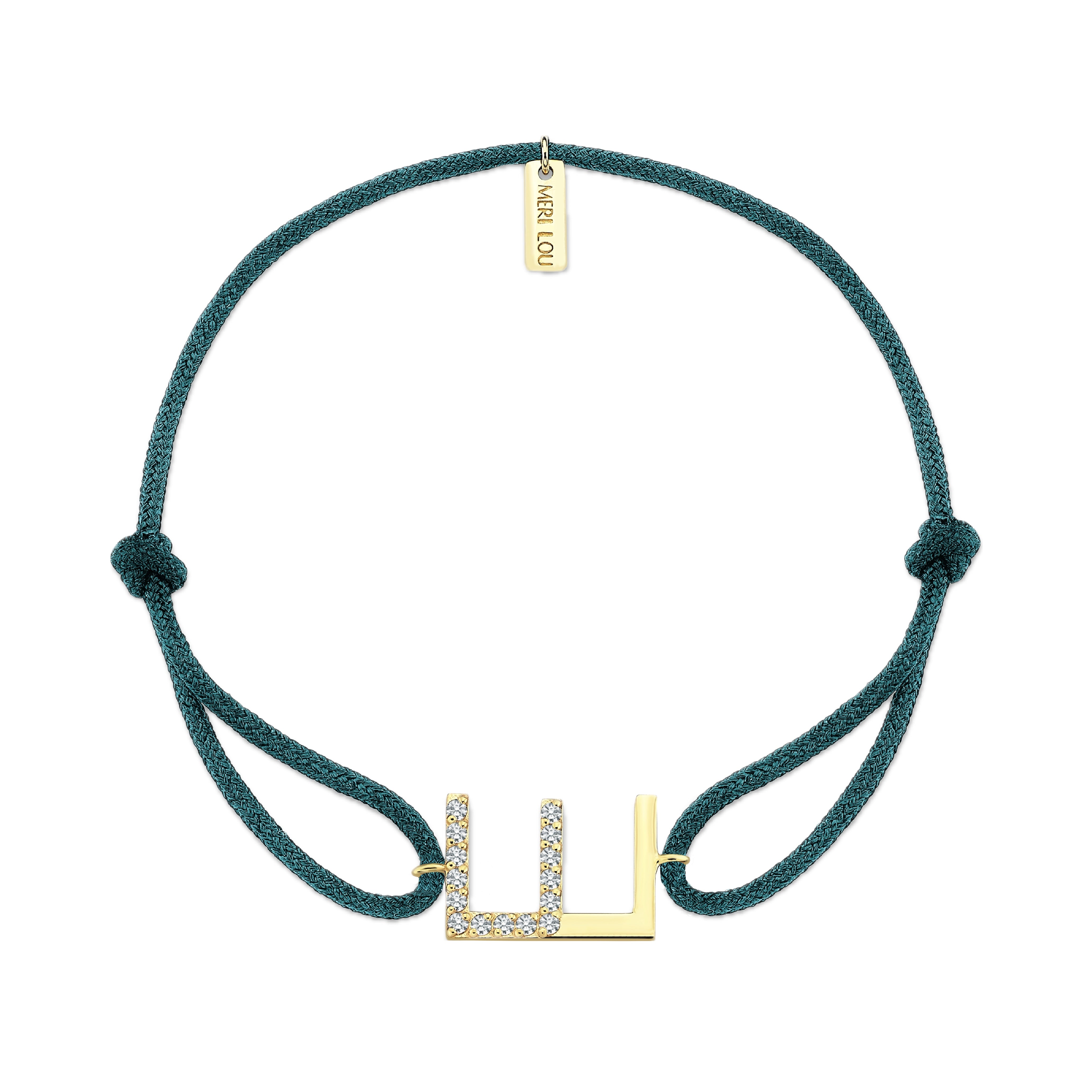 Diamond E Initial Cord Bracelet