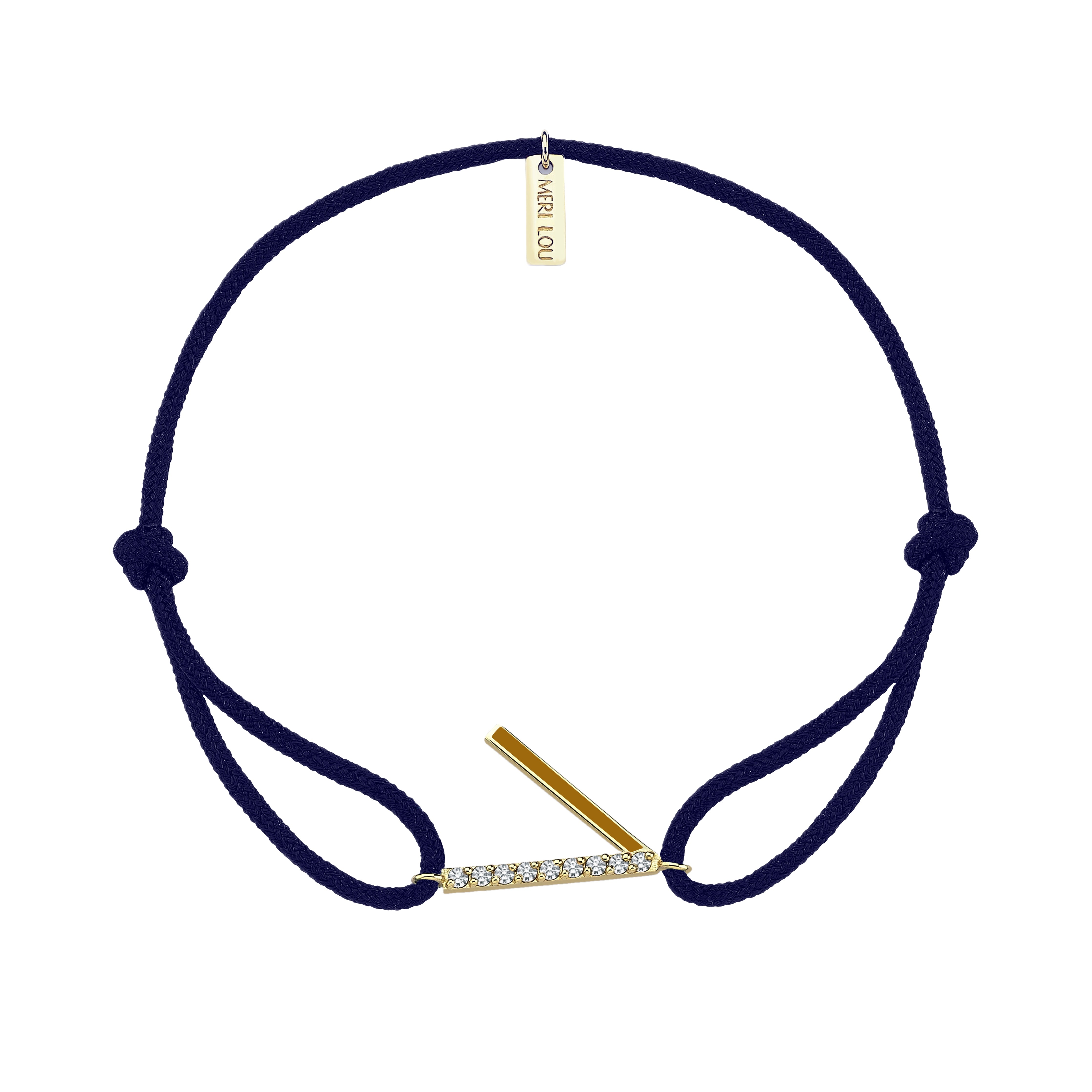 Diamond Initial Cord Bracelet With Mustard Enamel