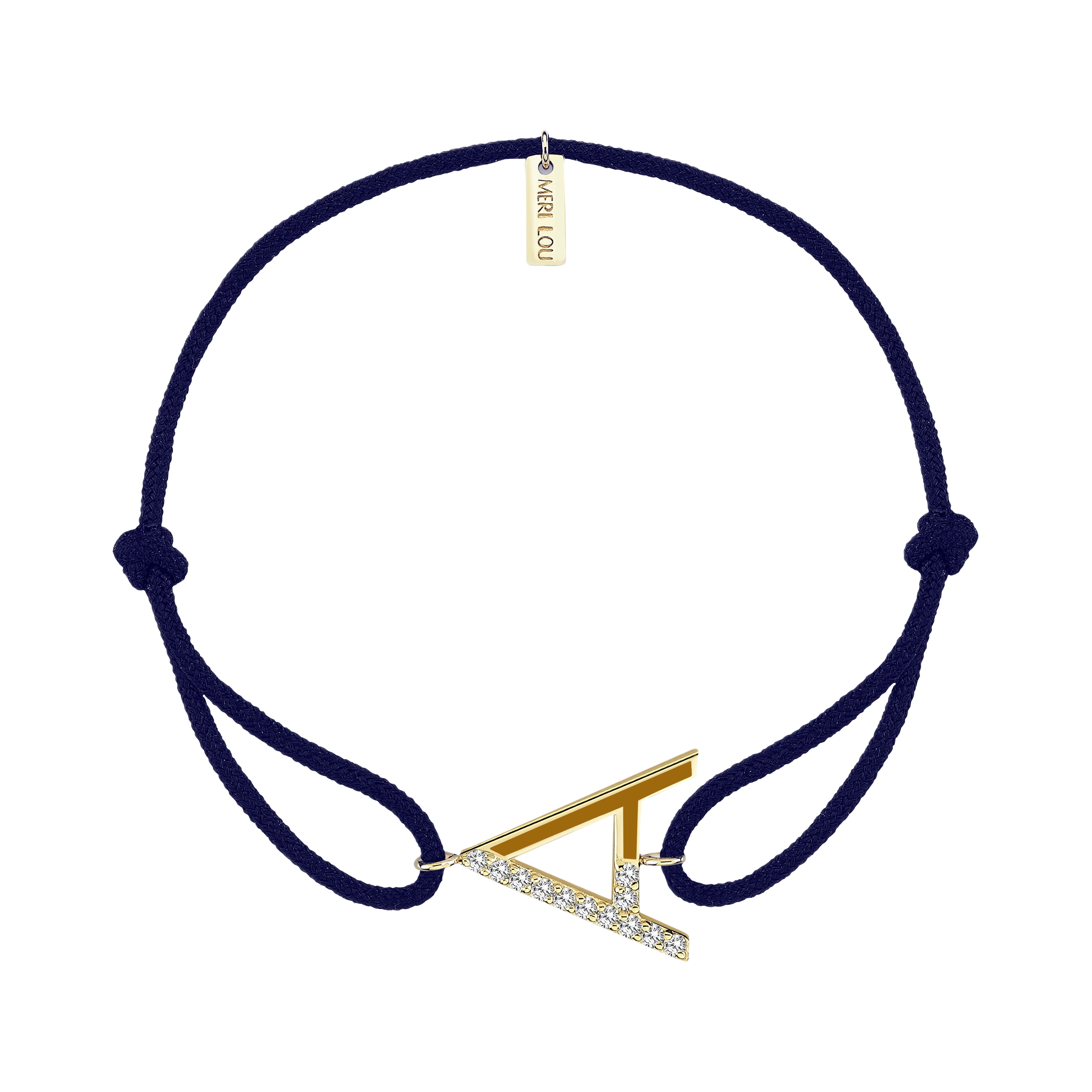 Diamond Initial Cord Bracelet With Mustard Enamel