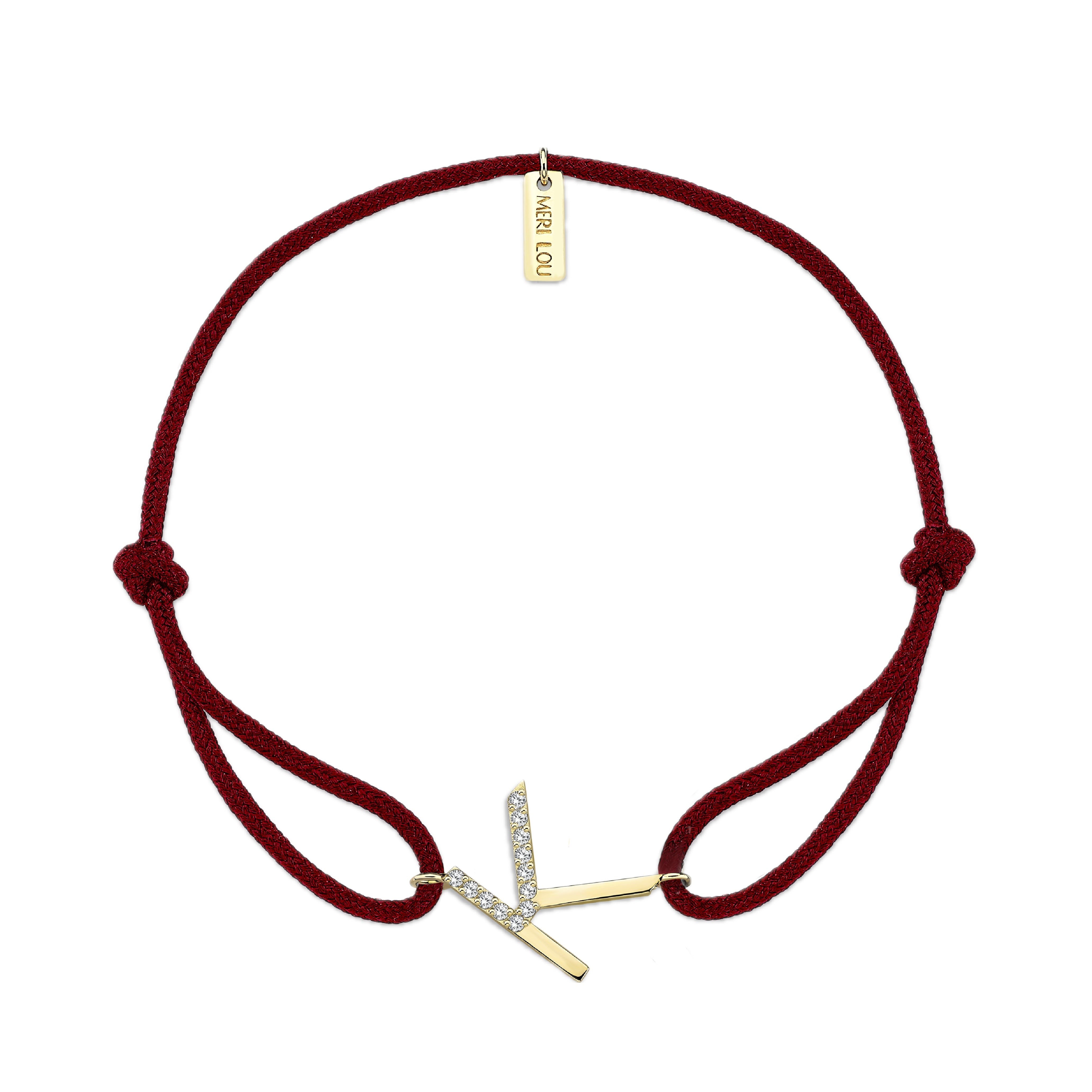 Diamond K Initial Cord Bracelet