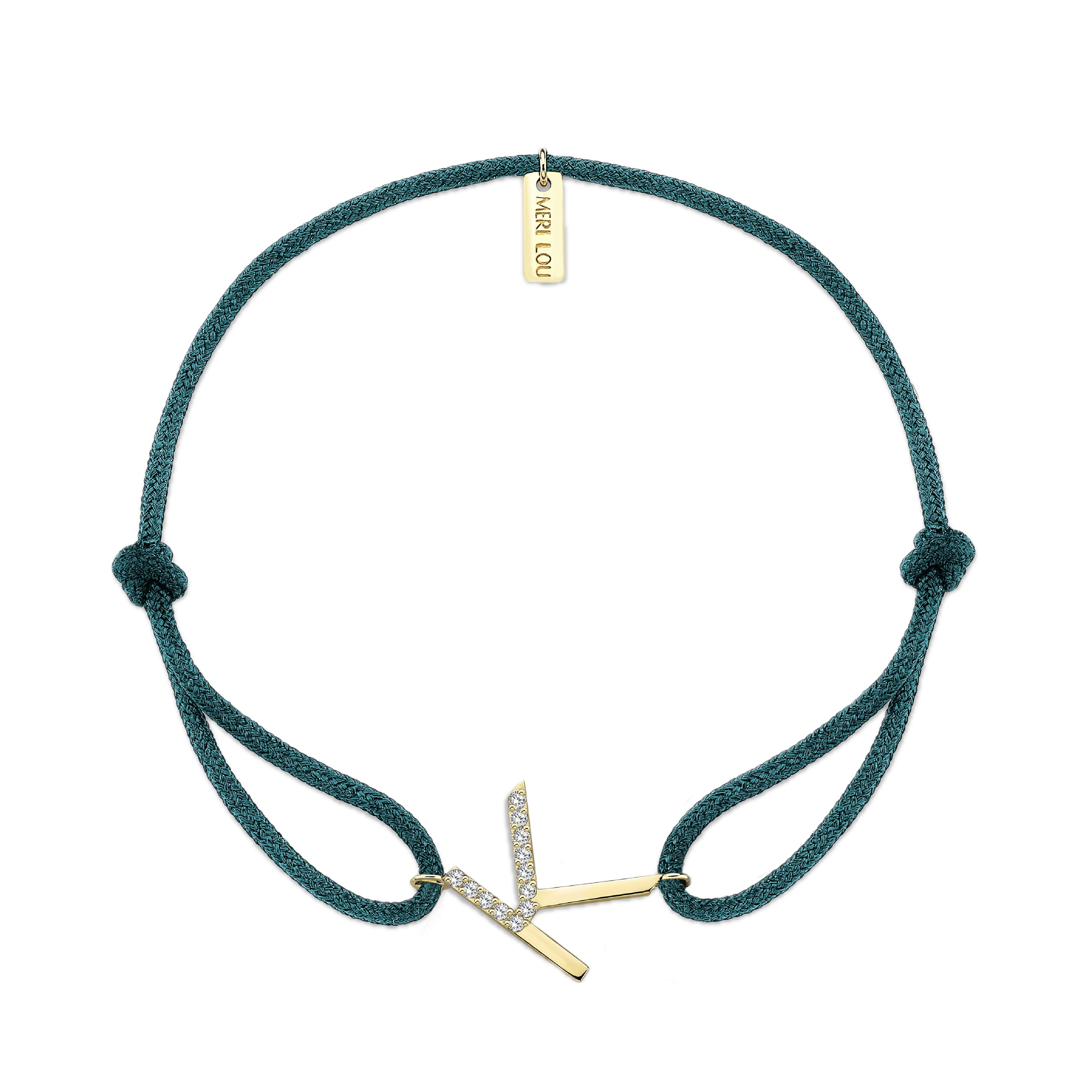 Diamond K Initial Cord Bracelet
