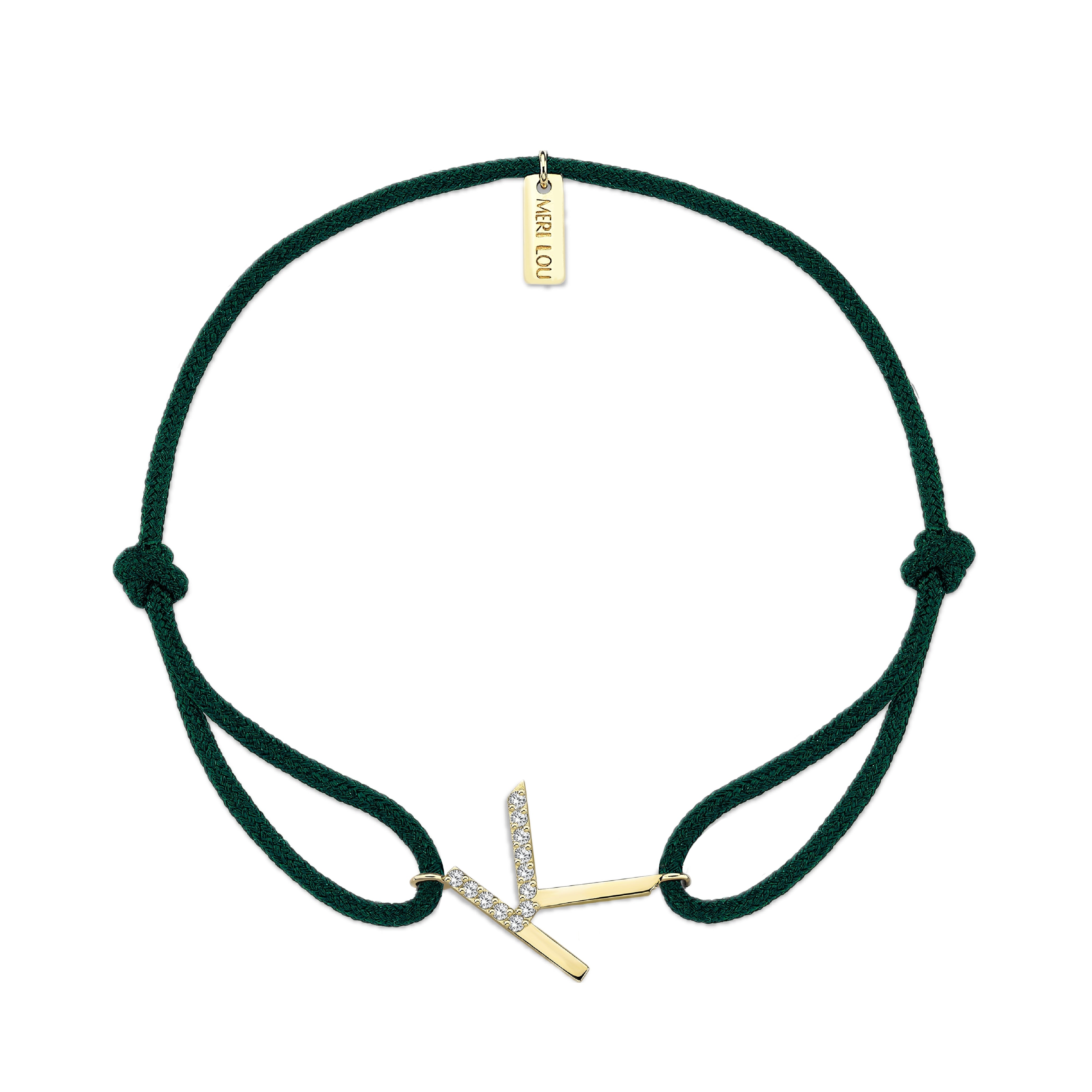Diamond K Initial Cord Bracelet