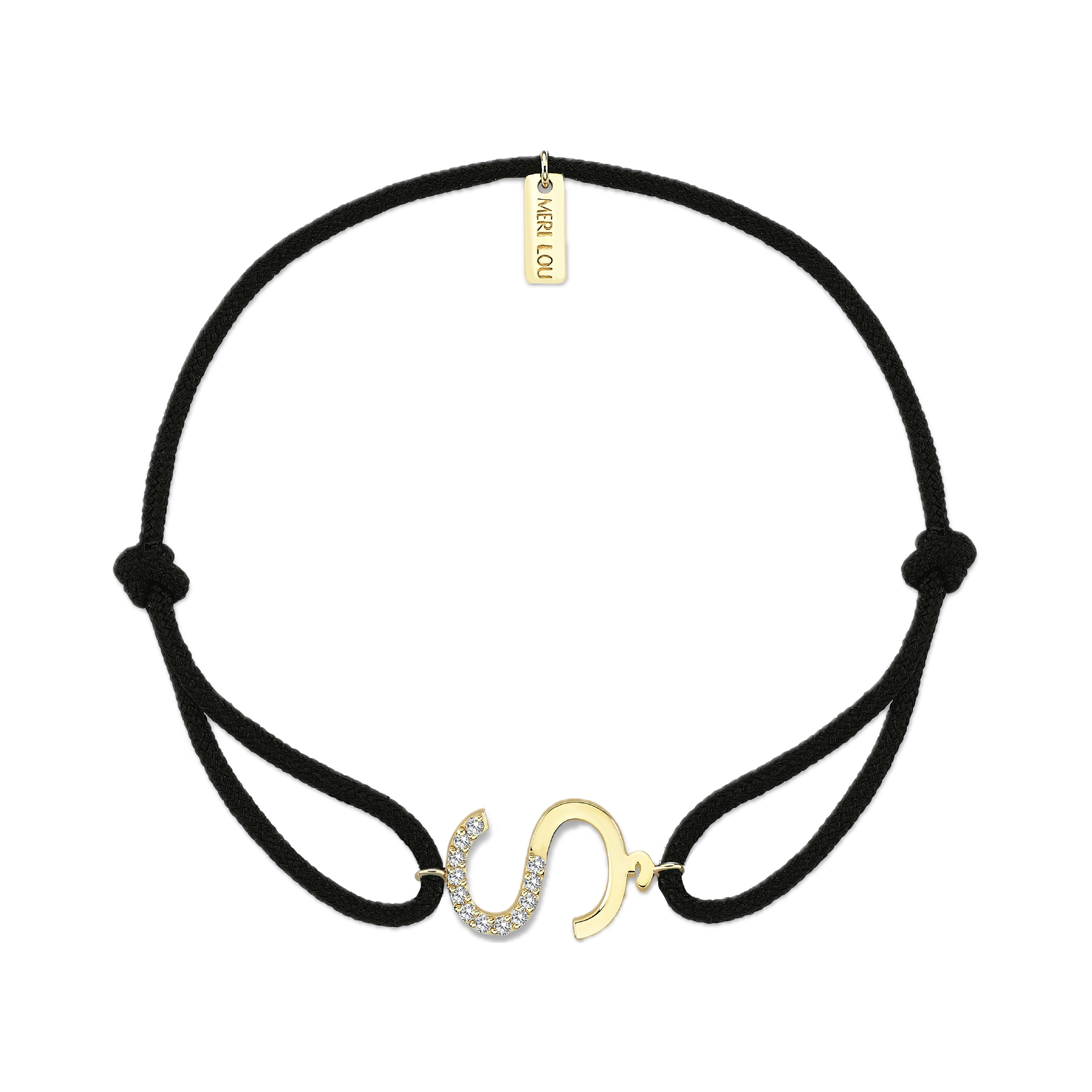 Diamond Ş Initial Cord Bracelet