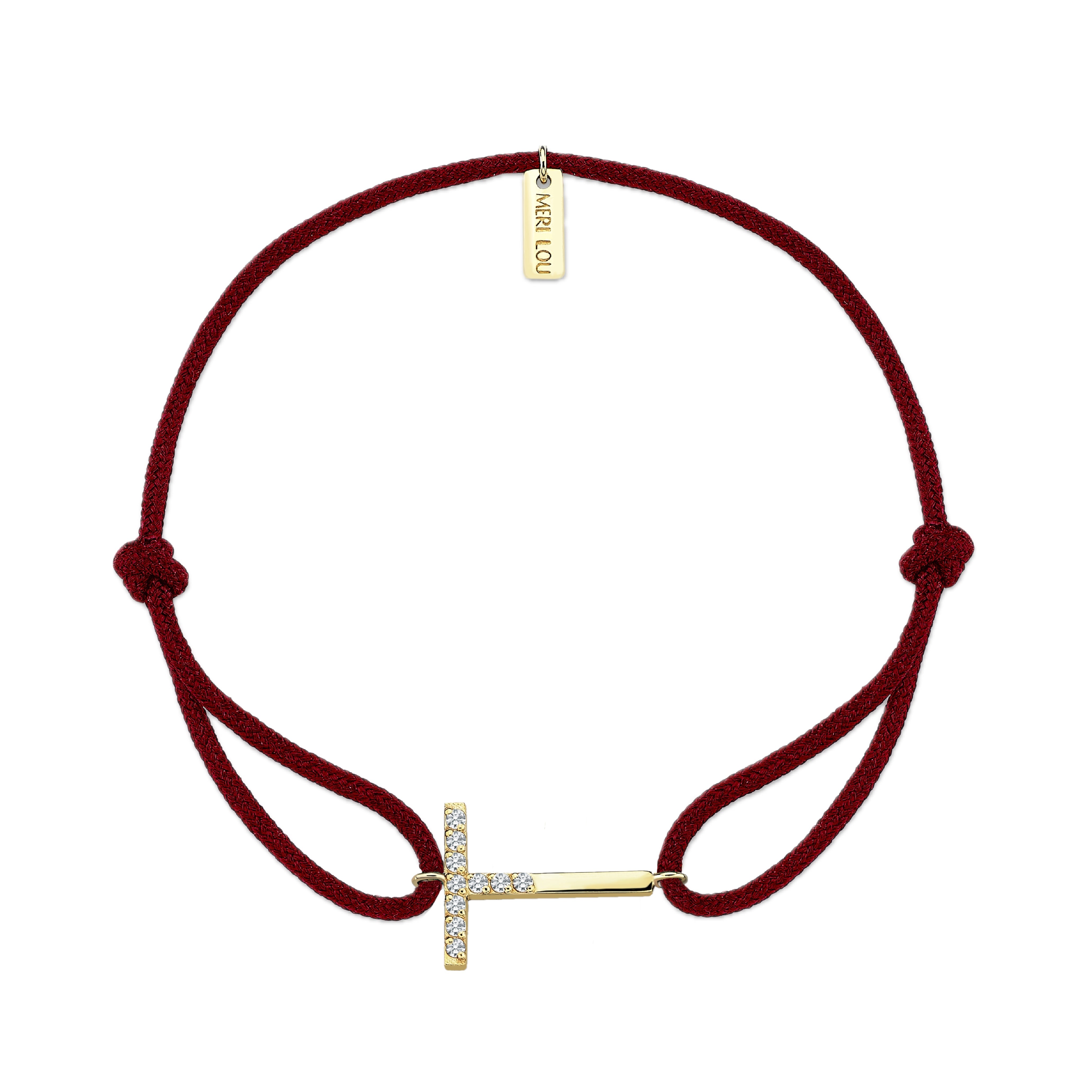 Diamond T Initial Cord Bracelet