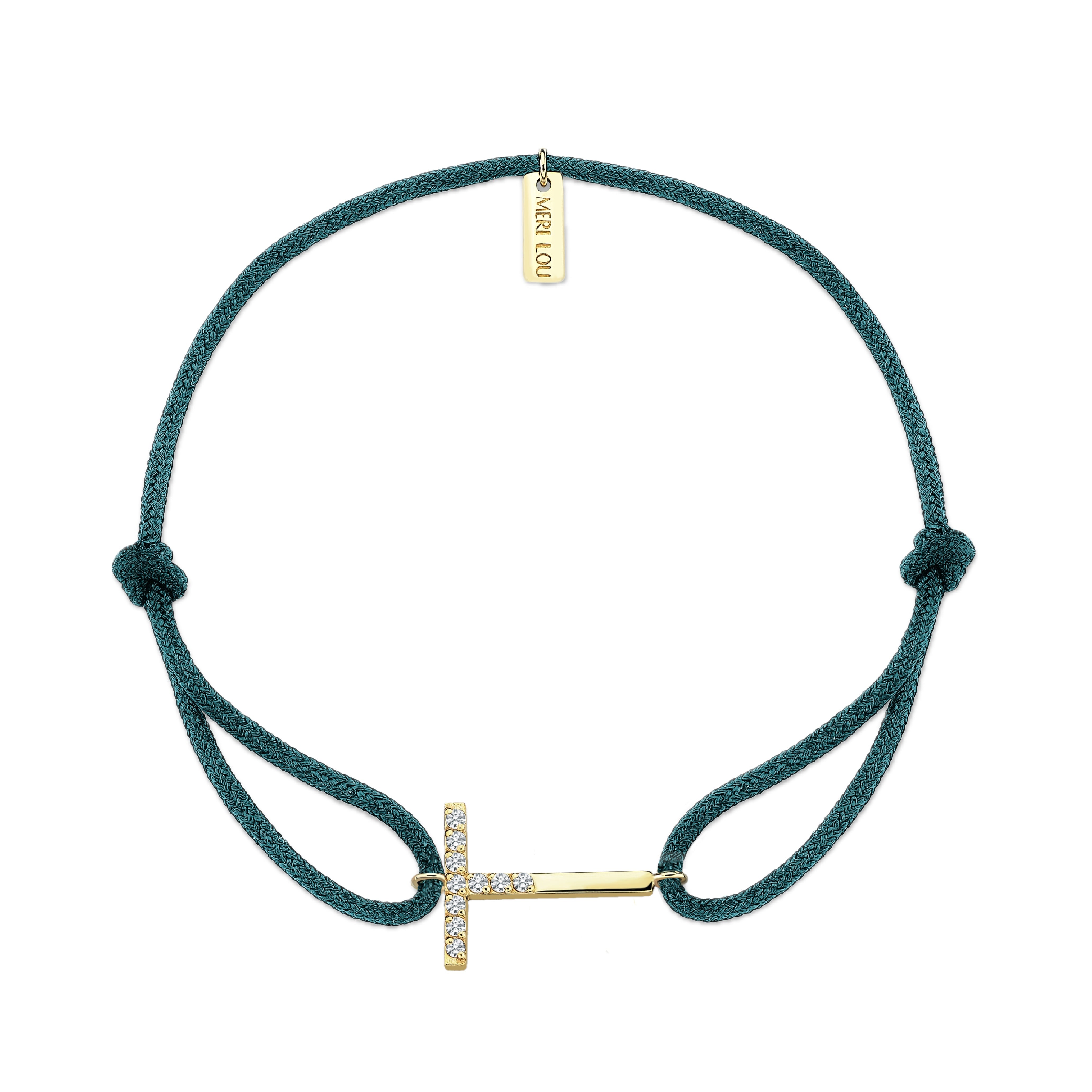 Diamond T Initial Cord Bracelet