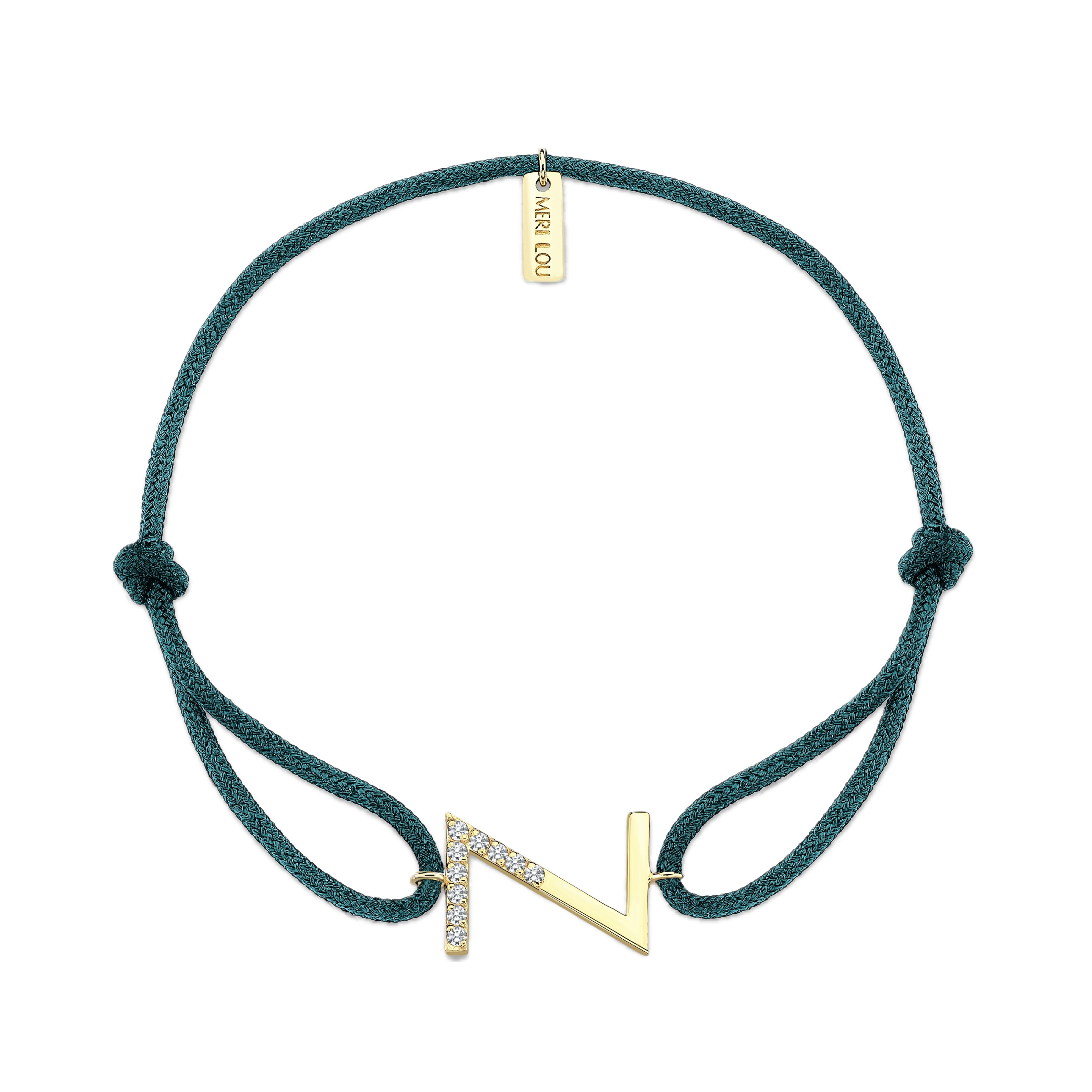 Diamond Z Initial Cord Bracelet