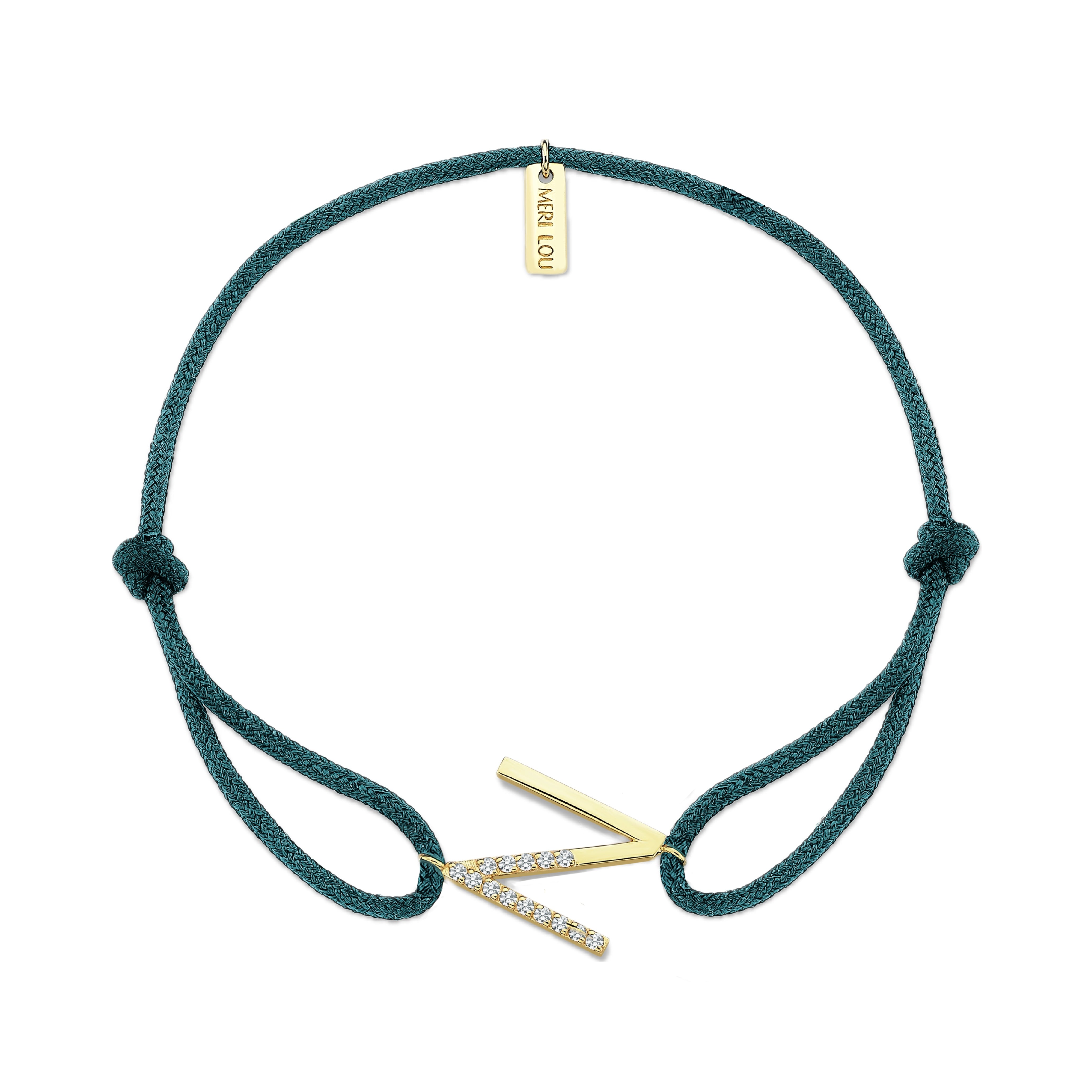 Diamond N Initial Cord Bracelet