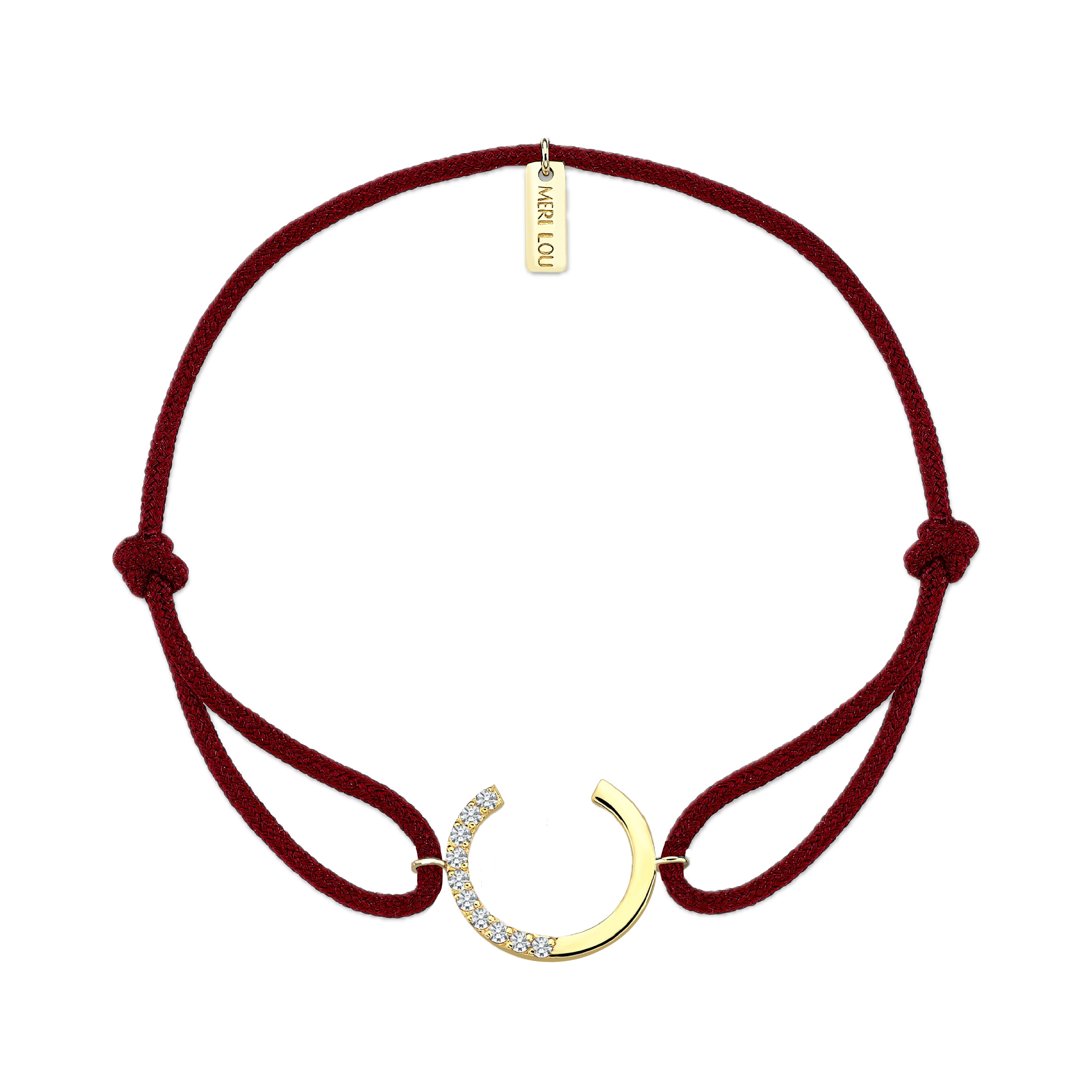 Diamond C Initial Cord Bracelet