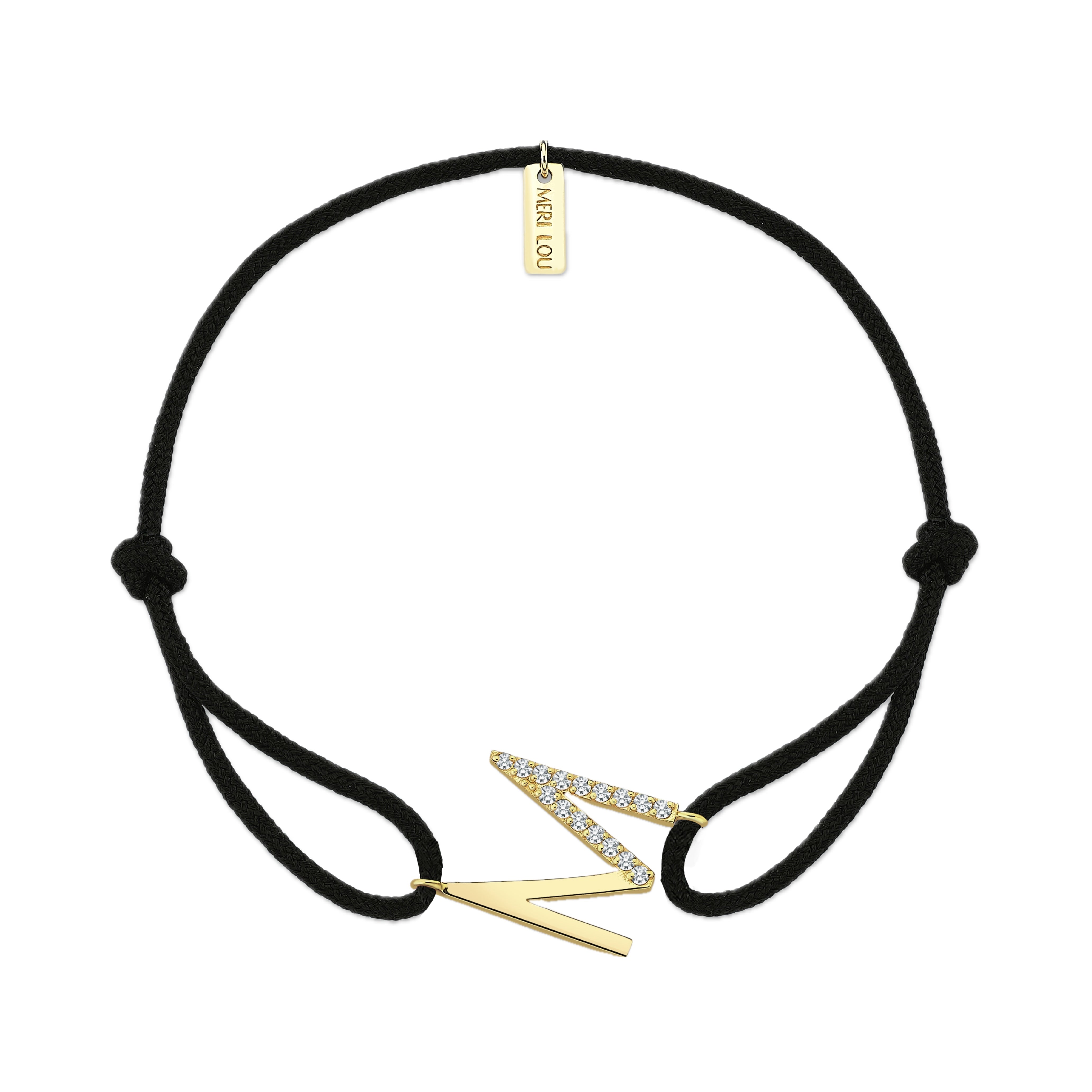 Diamond M Initial Cord Bracelet