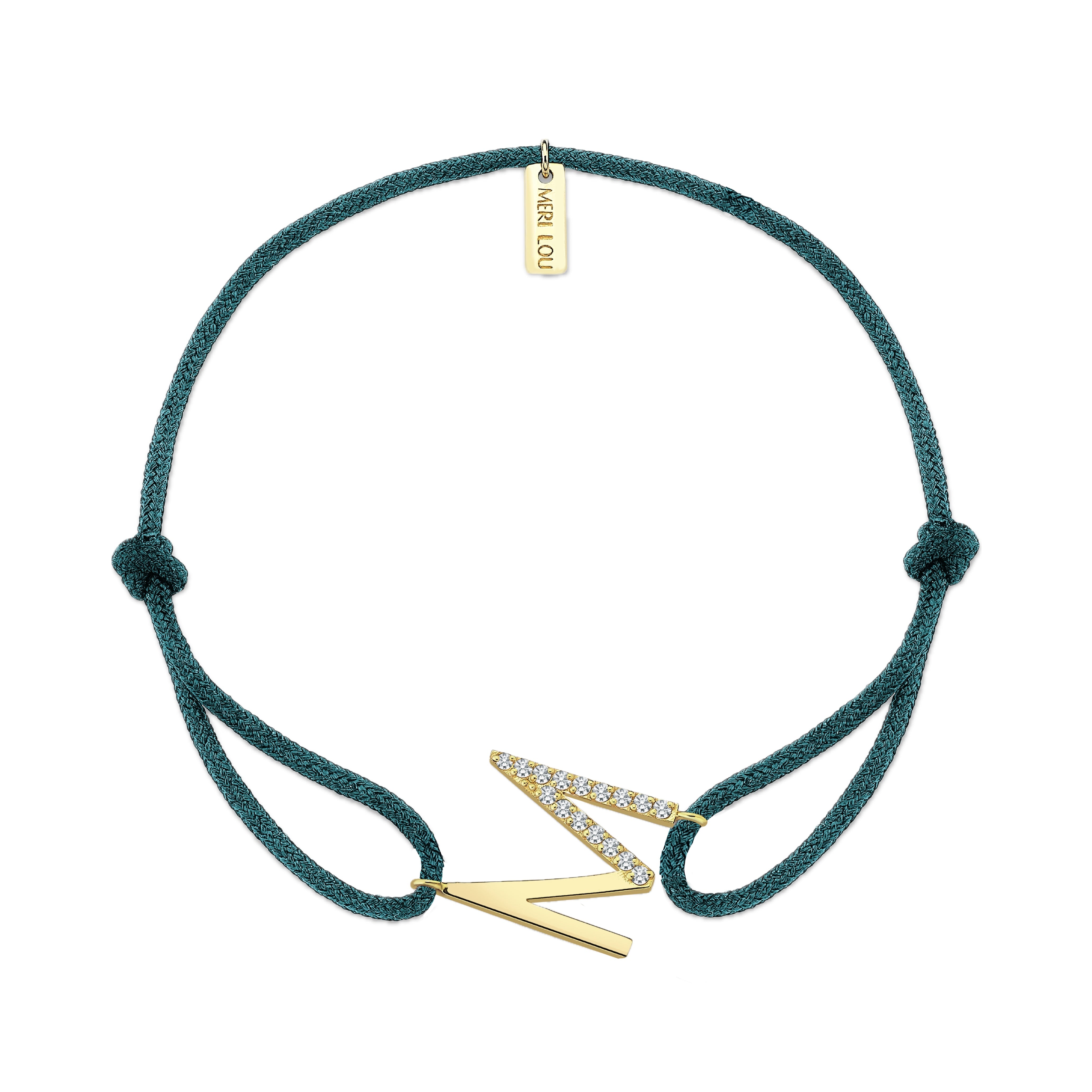 Diamond M Initial Cord Bracelet