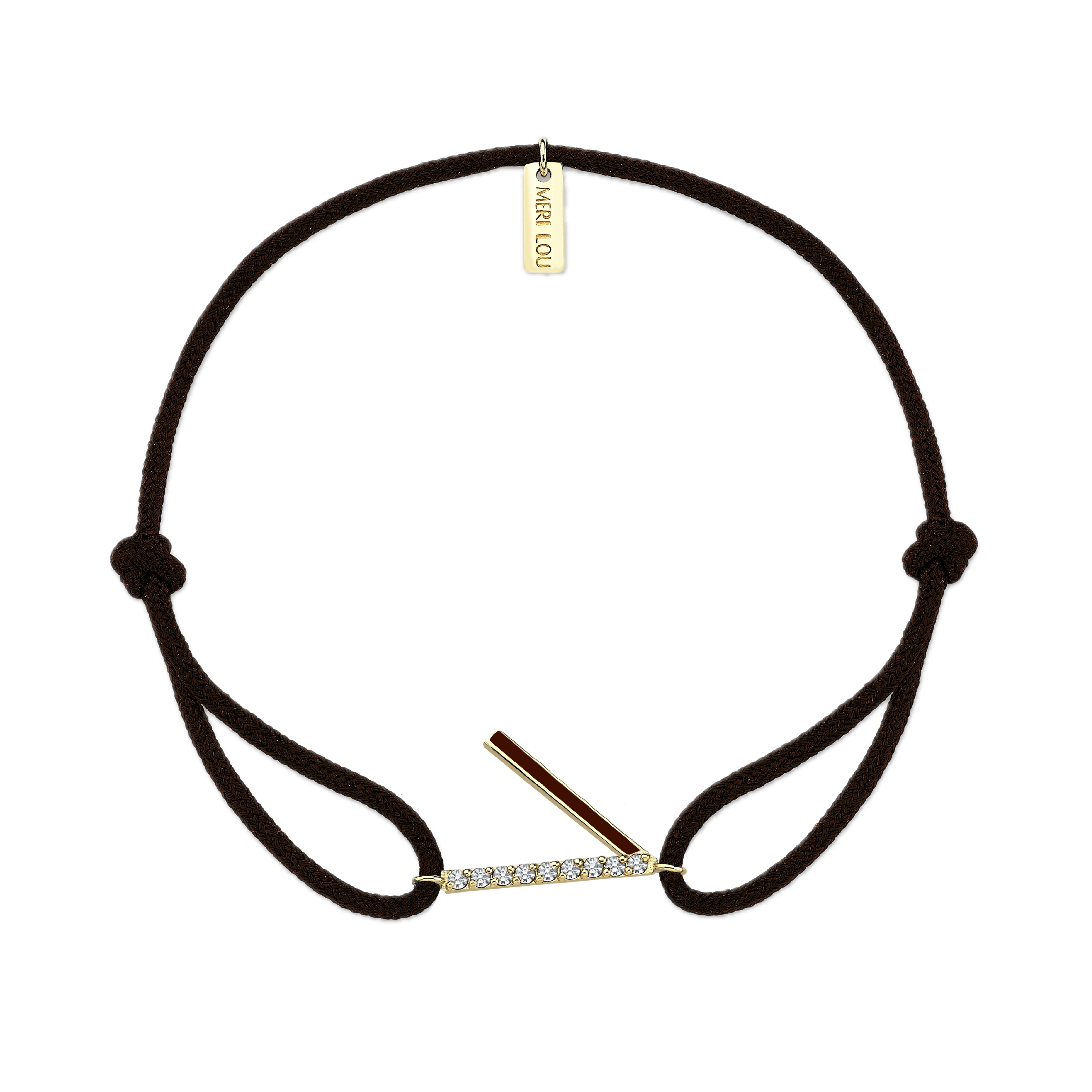 Diamond Initial Cord Bracelet With Burgundy Enamel