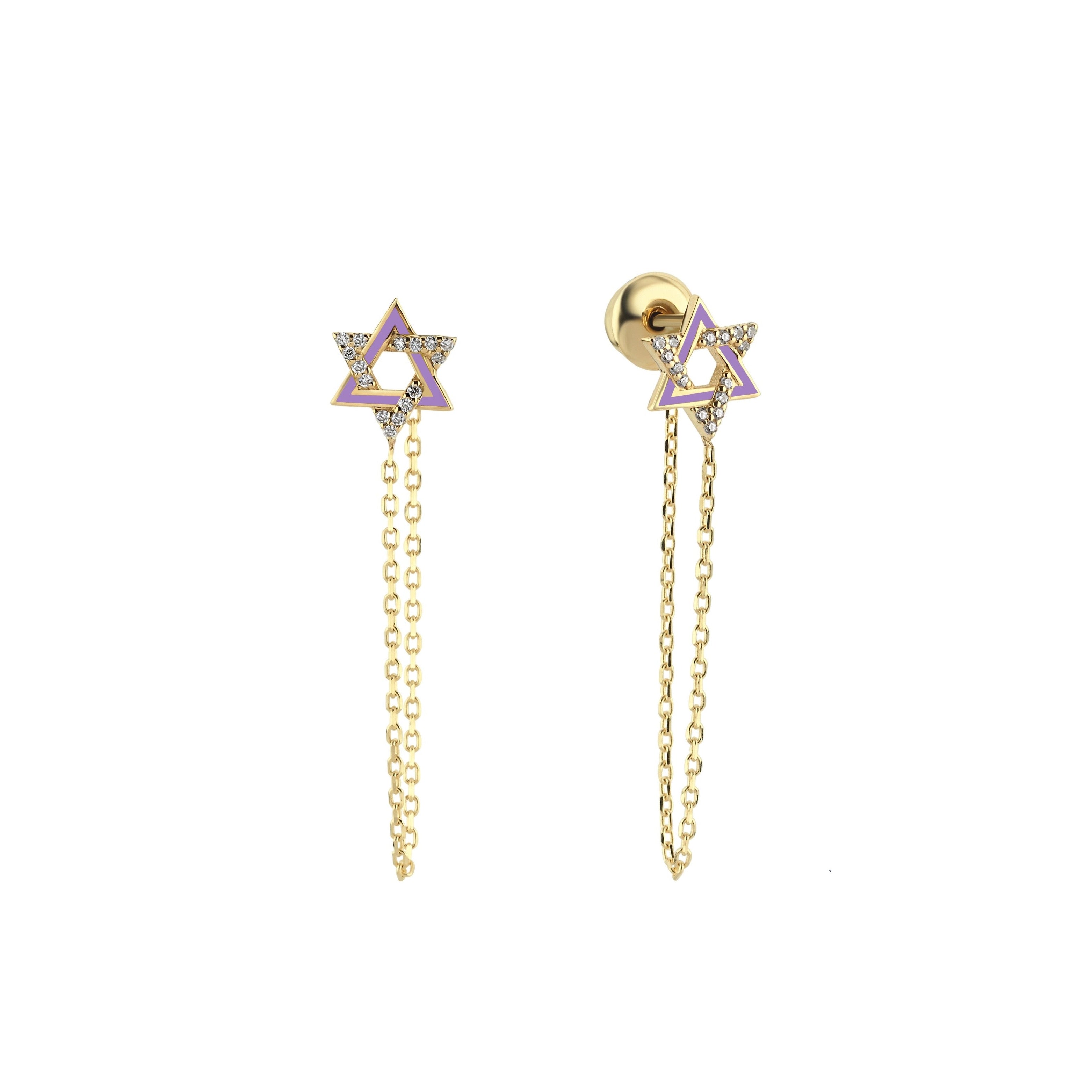 Star Of David Enamel Diamond Piercing - 1 piece