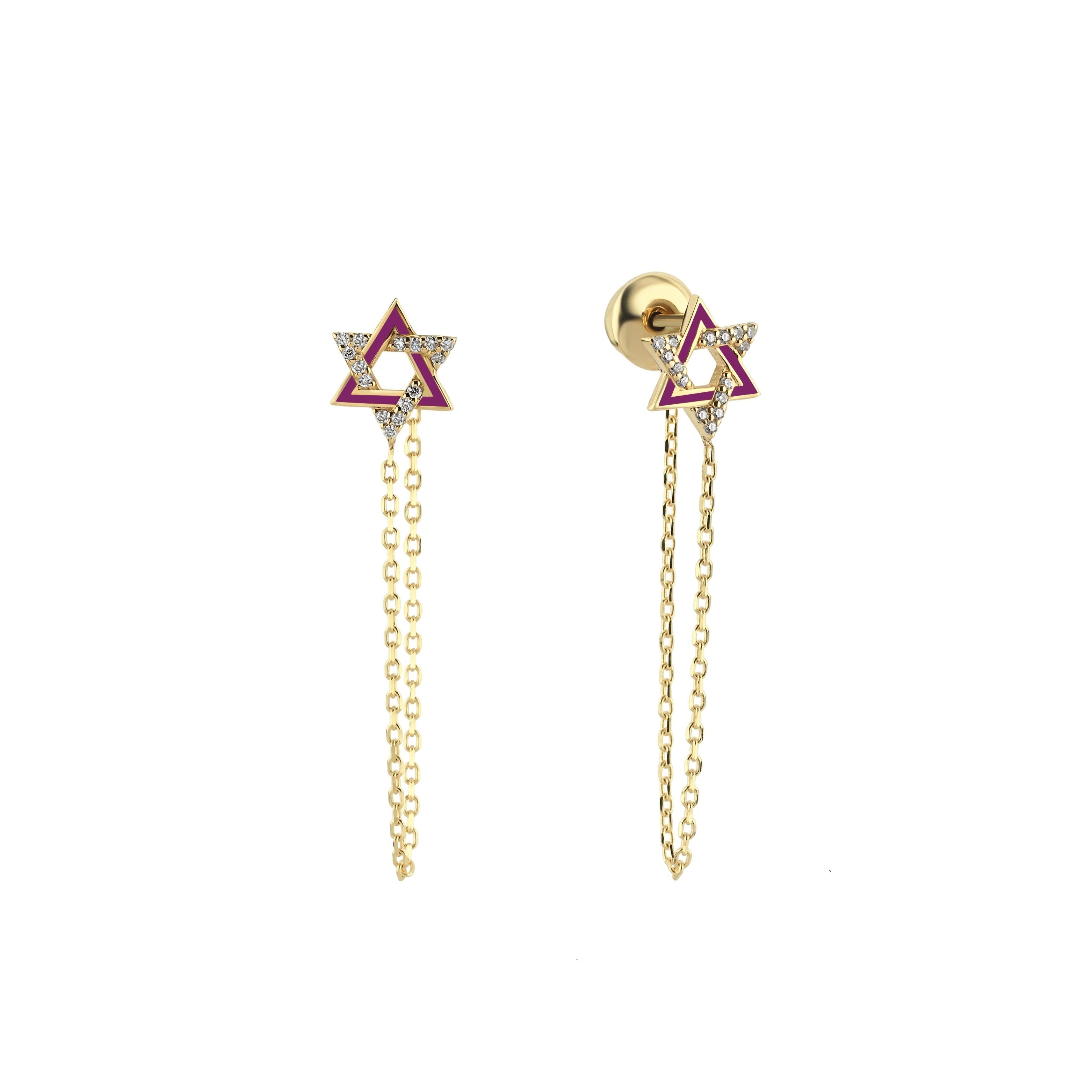 Star Of David Enamel Diamond Piercing - 1 piece