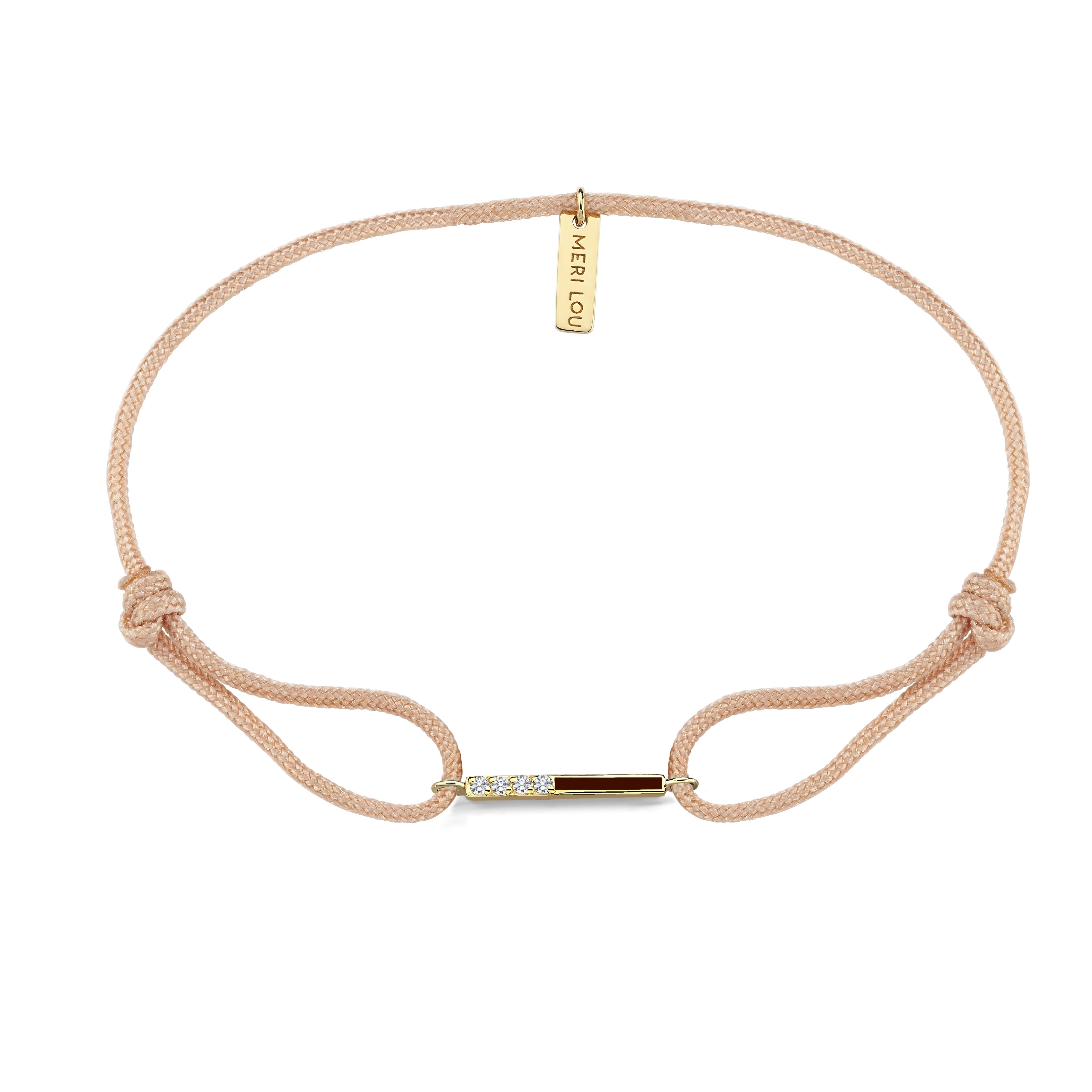 Diamond Initial Cord Bracelet With Burgundy Enamel