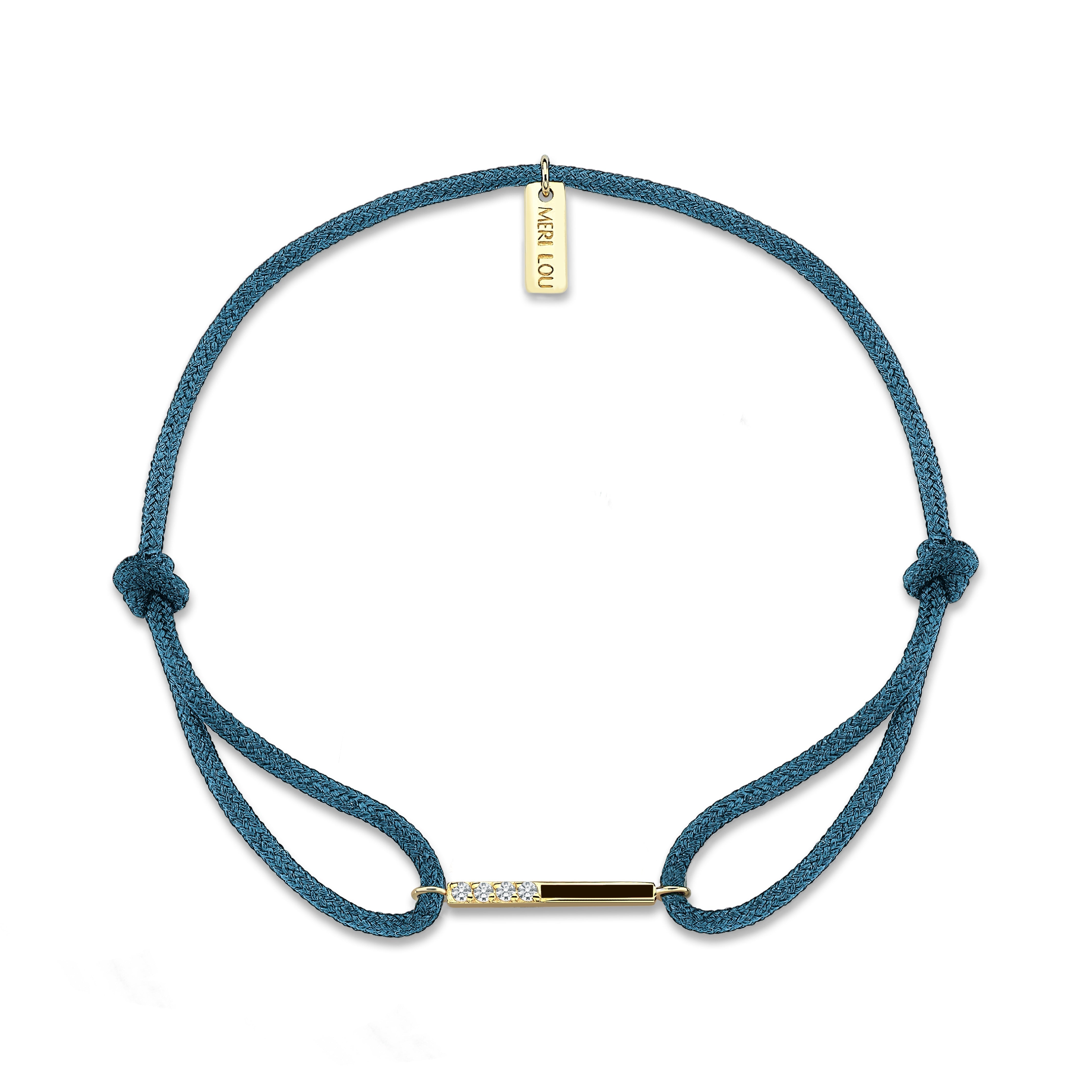 Diamond Initial Cord Bracelet With Burgundy Enamel