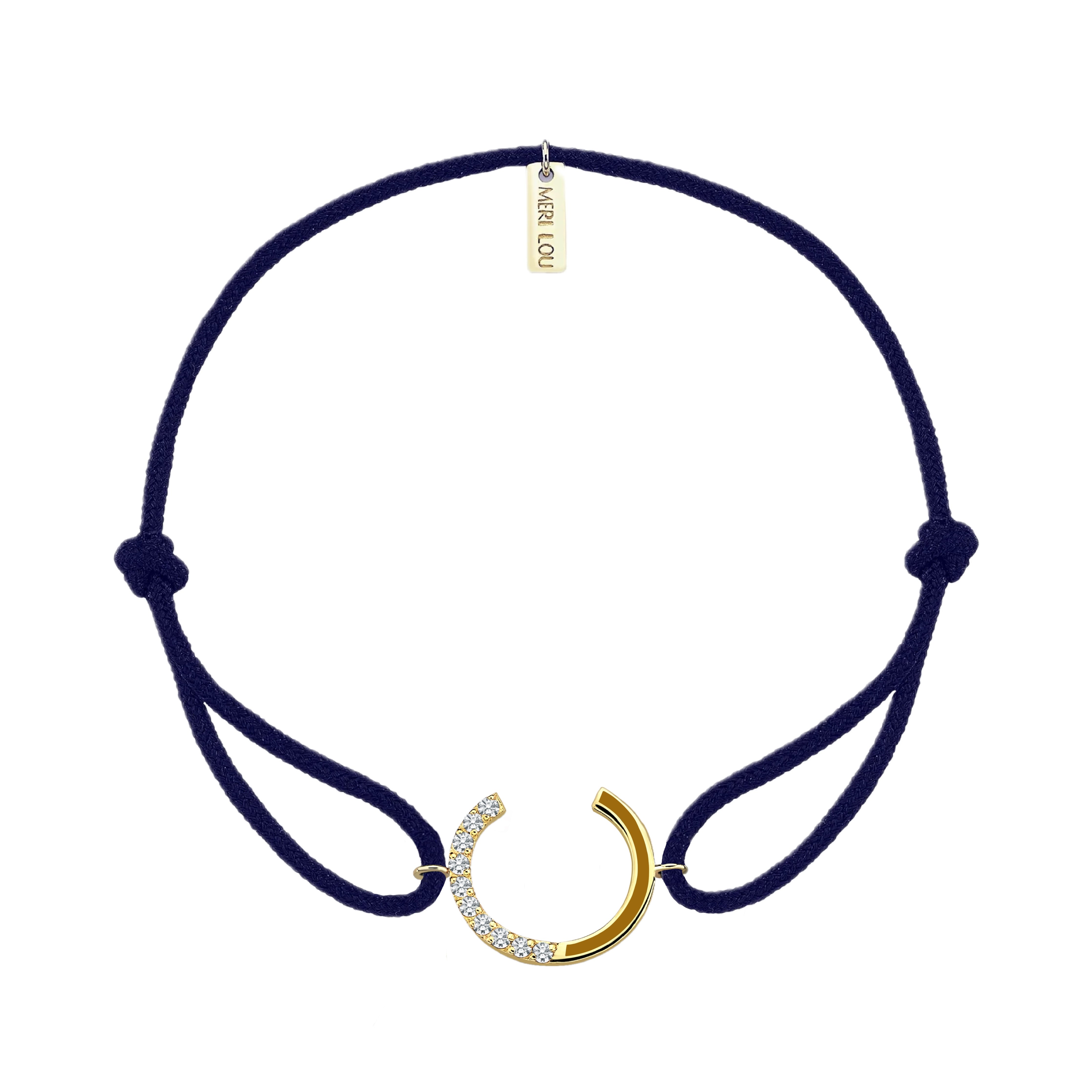 Diamond Initial Cord Bracelet With Mustard Enamel