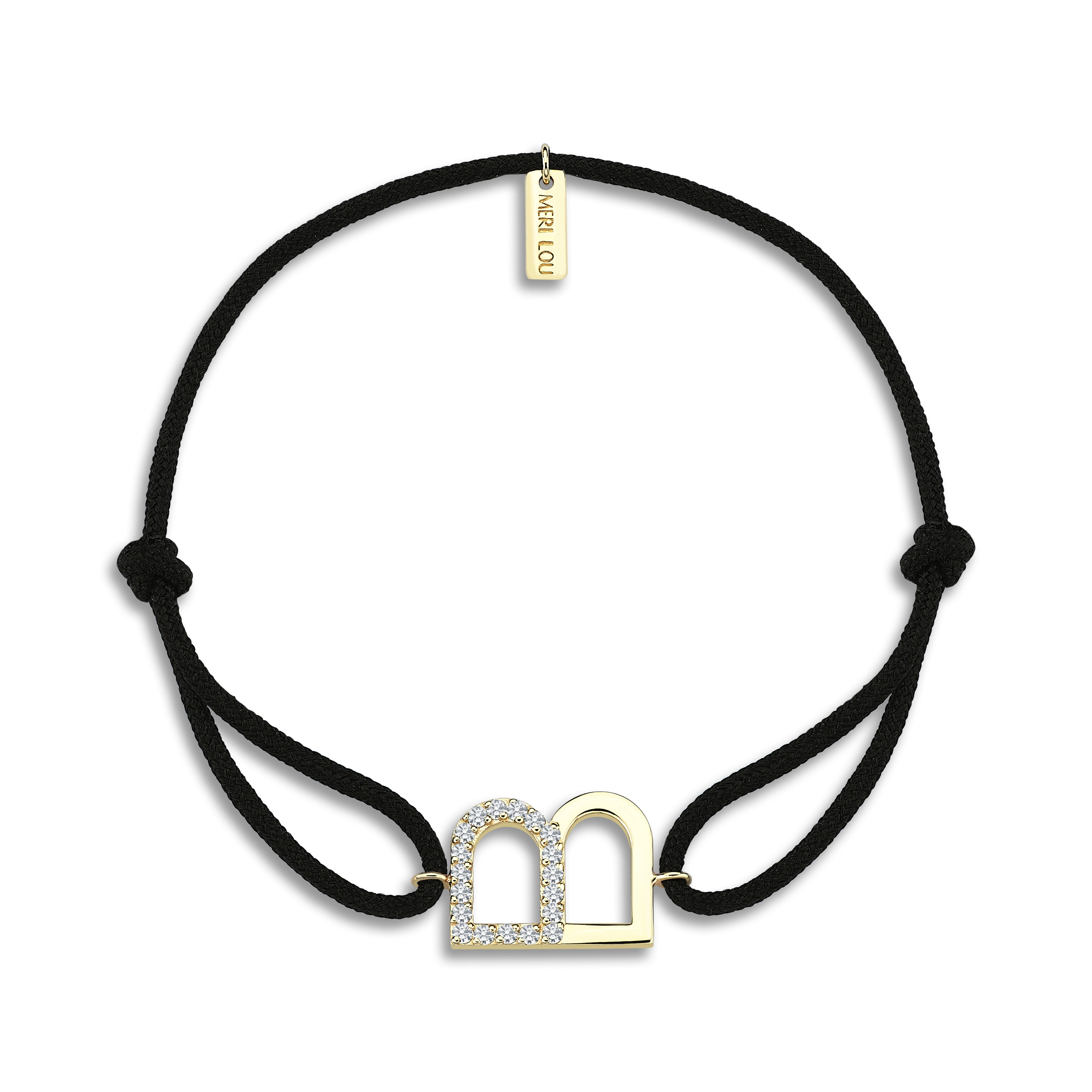 Diamond B Initial Cord Bracelet