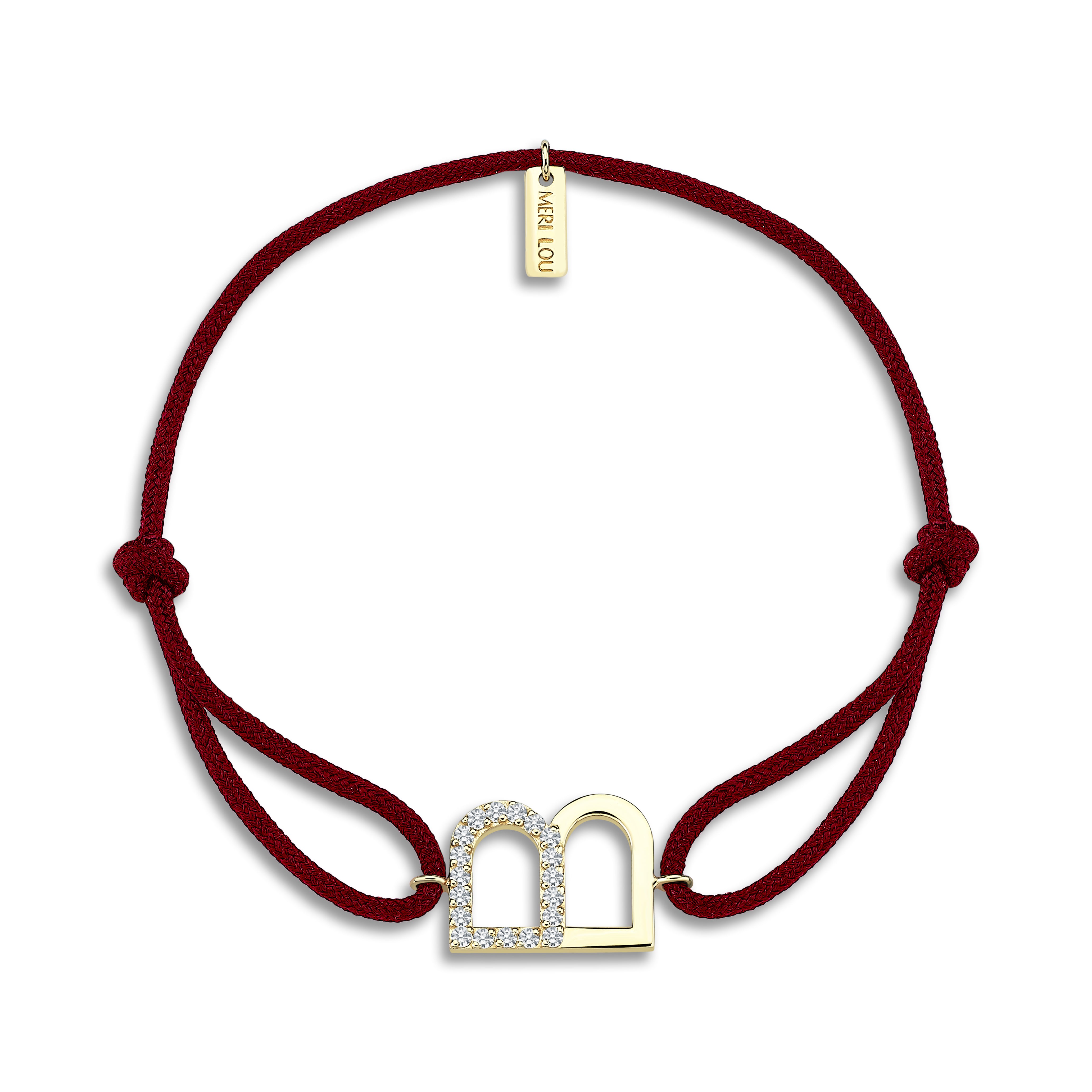 Diamond B Initial Cord Bracelet