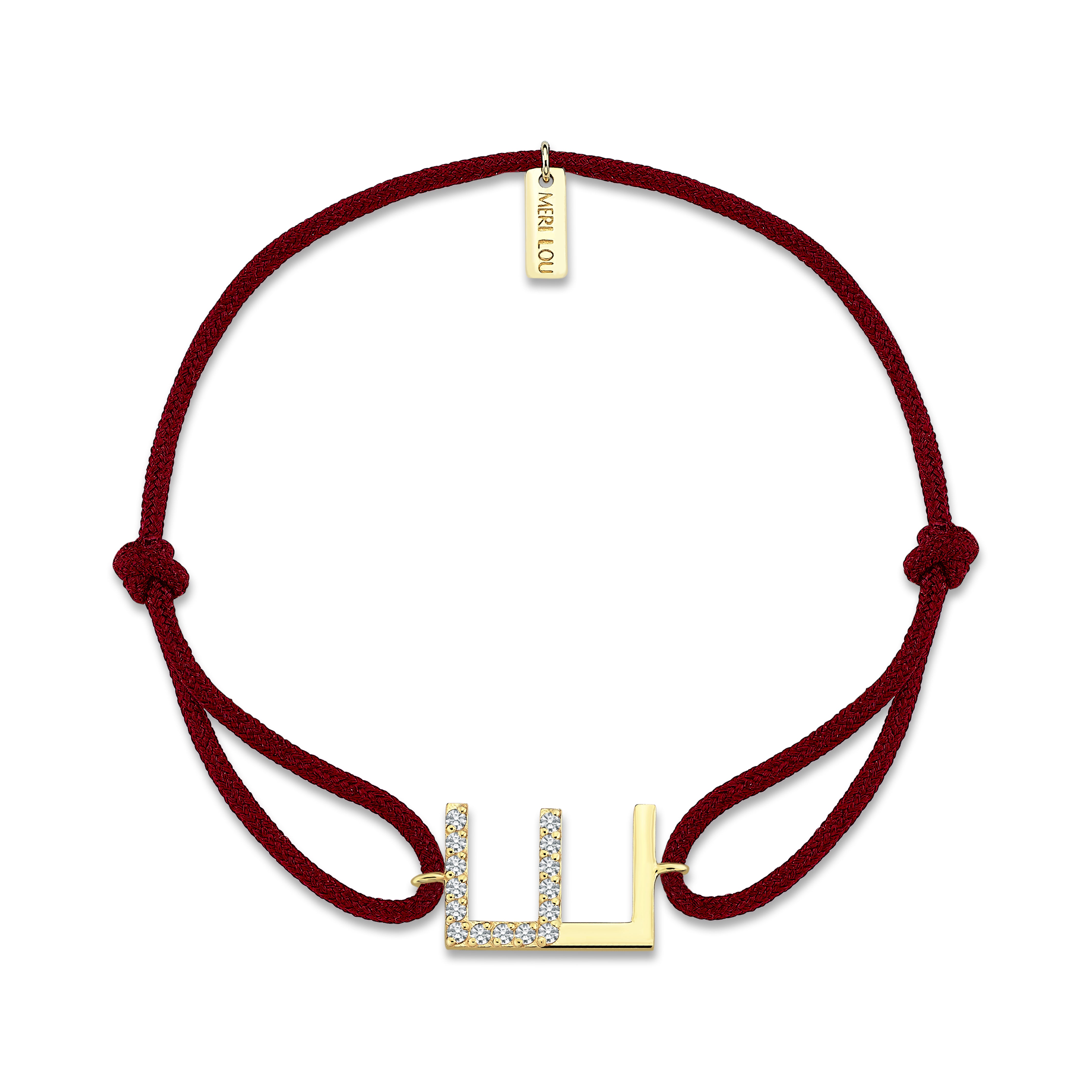 Diamond E Initial Cord Bracelet