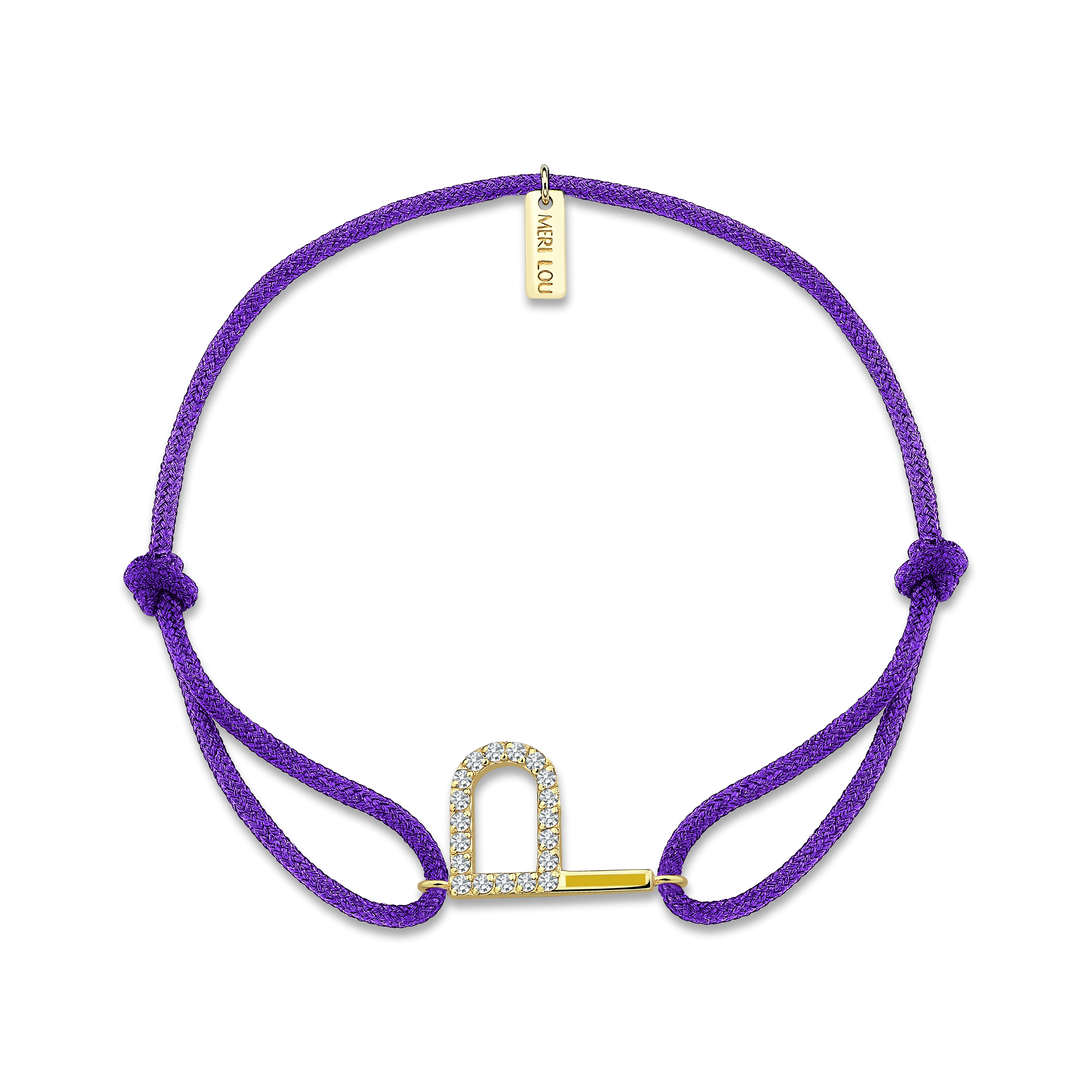 Diamond Initial Cord Bracelet With Yellow Enamel