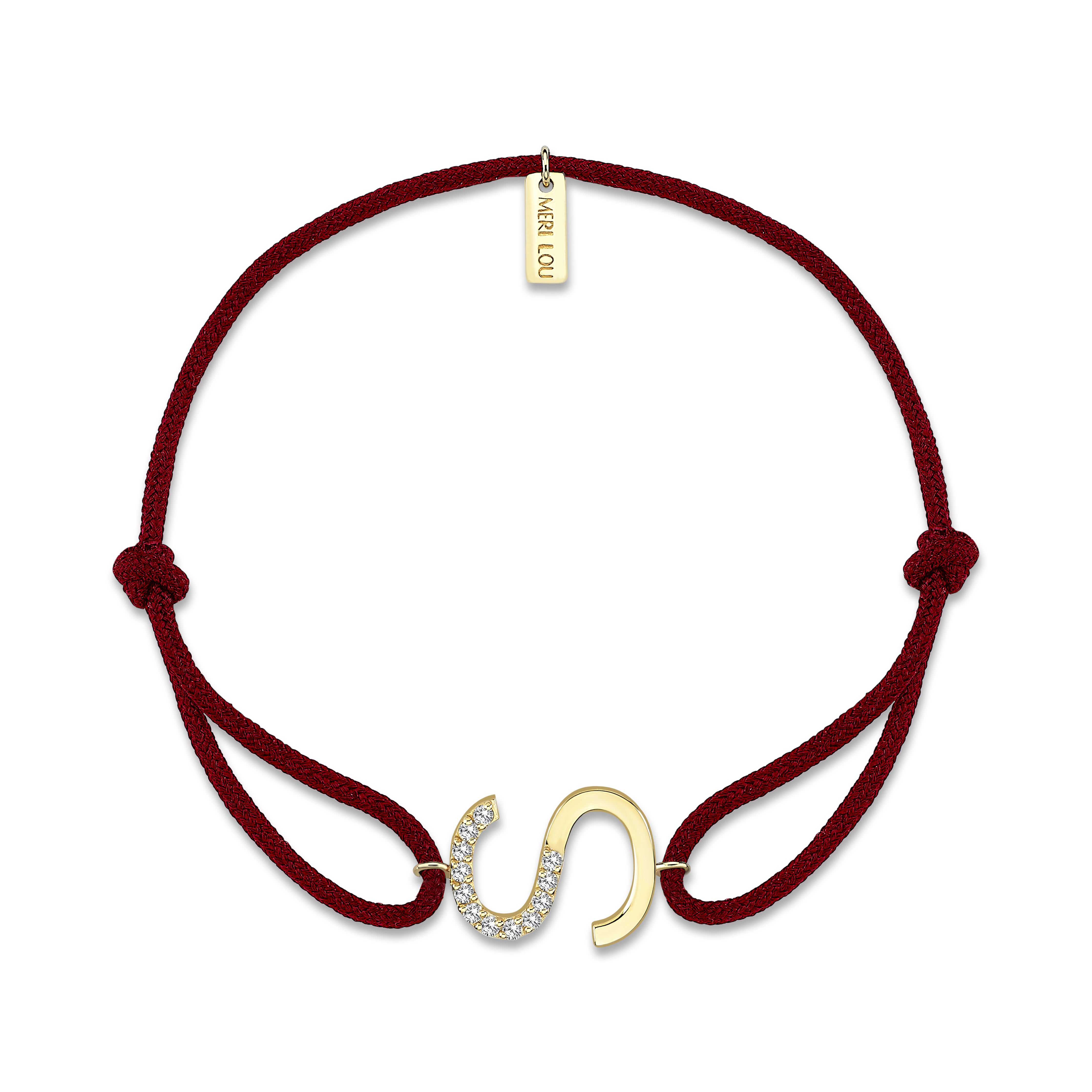 Diamond S Initial Cord Bracelet