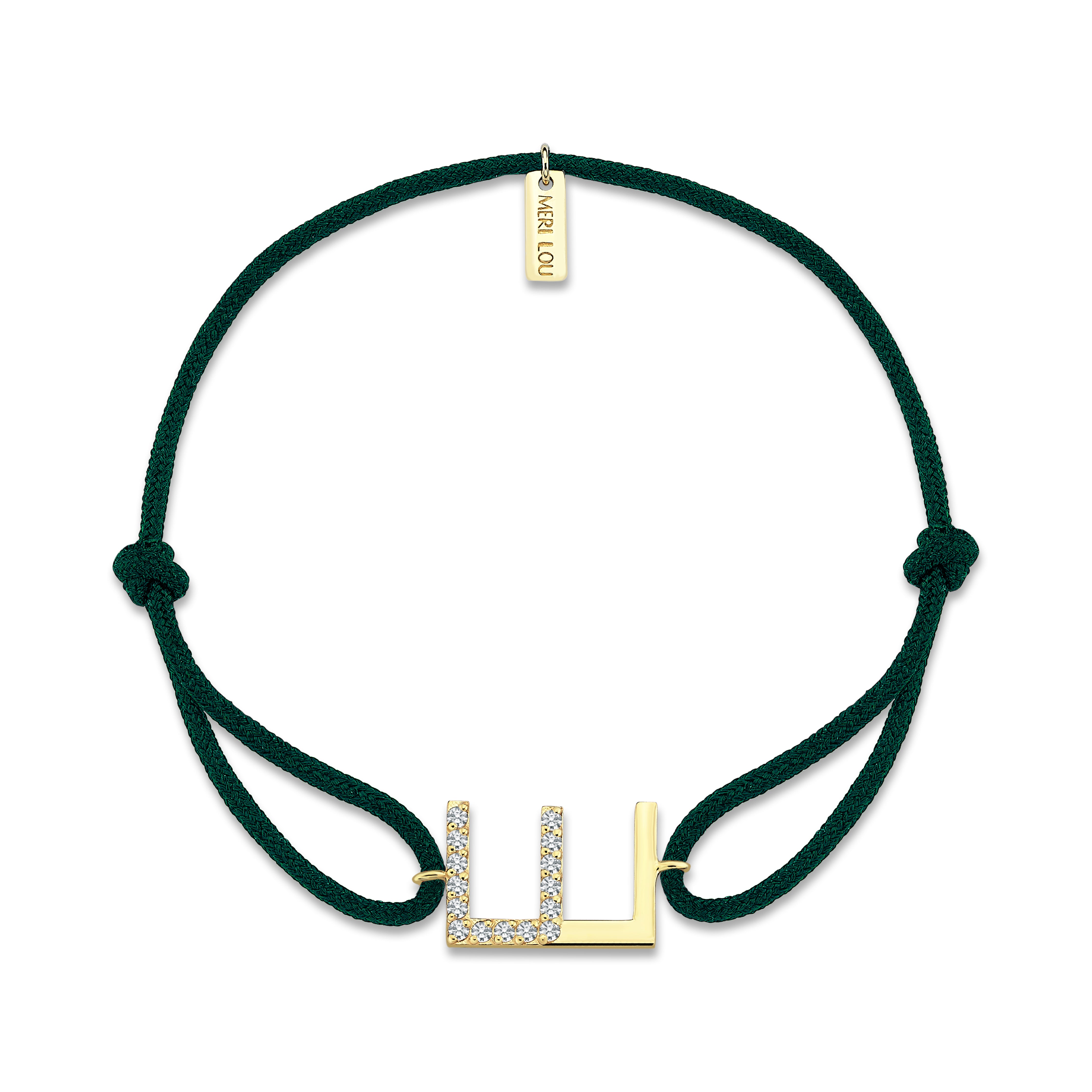 Diamond E Initial Cord Bracelet