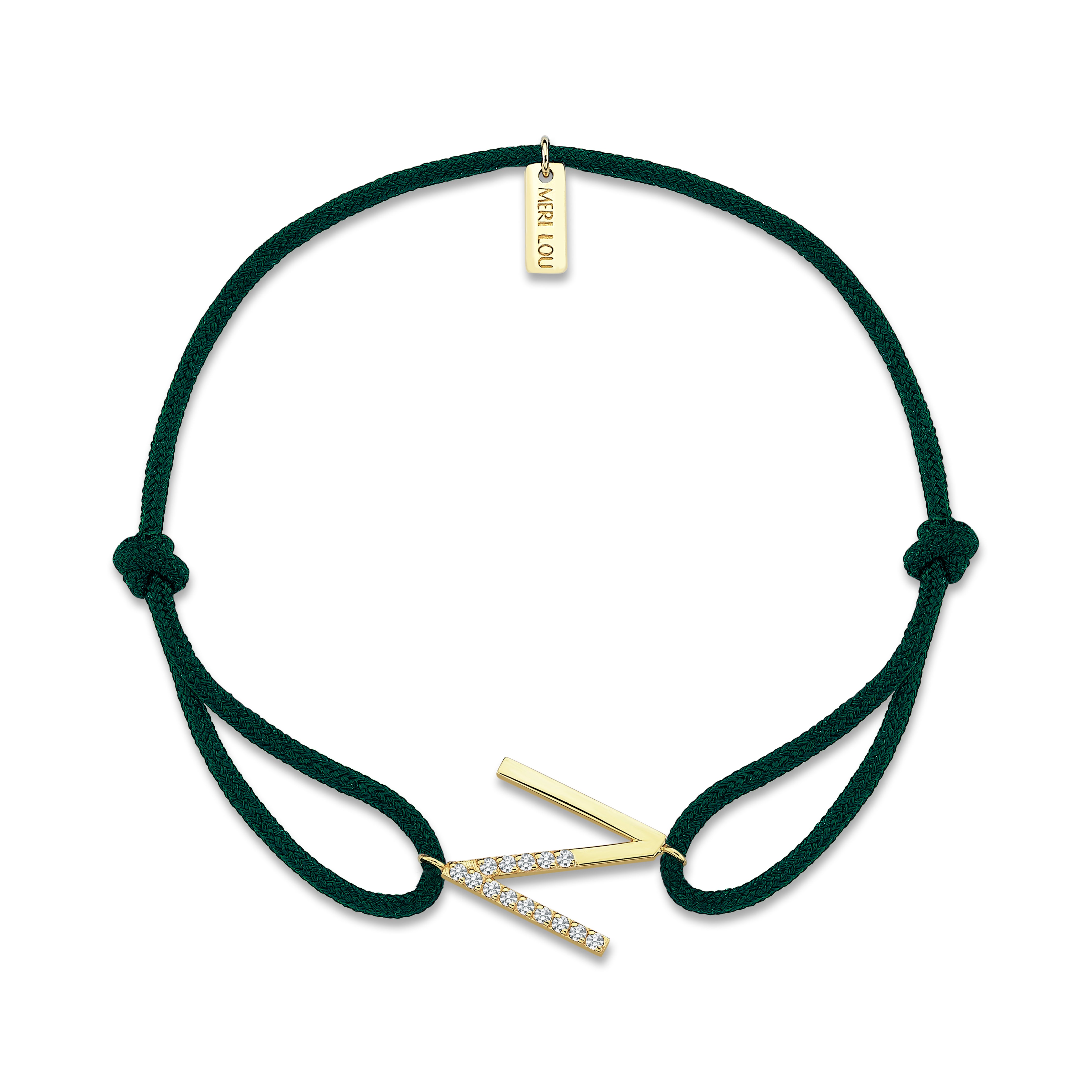 Diamond N Initial Cord Bracelet