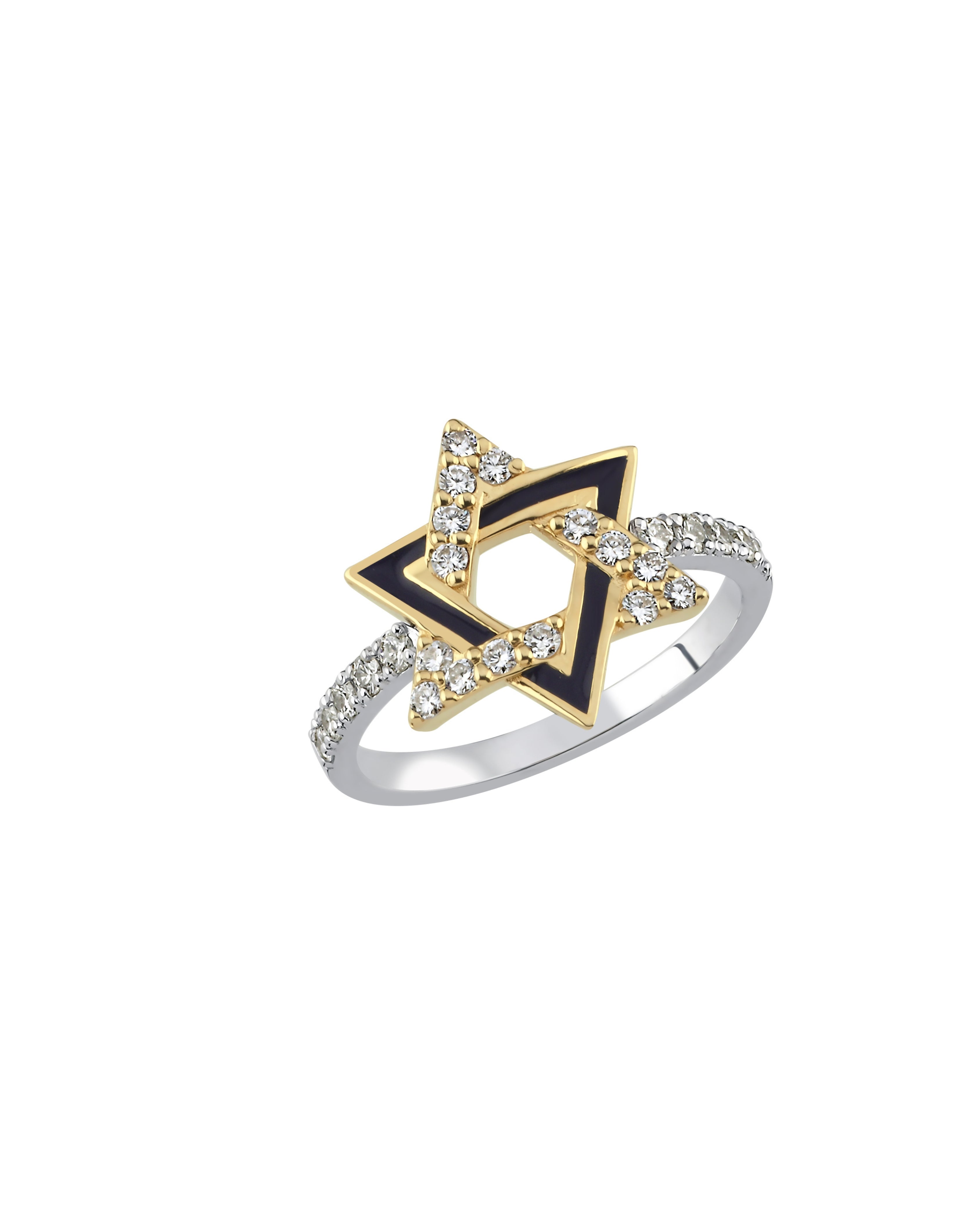 Star Of David Enamel Diamond Ring