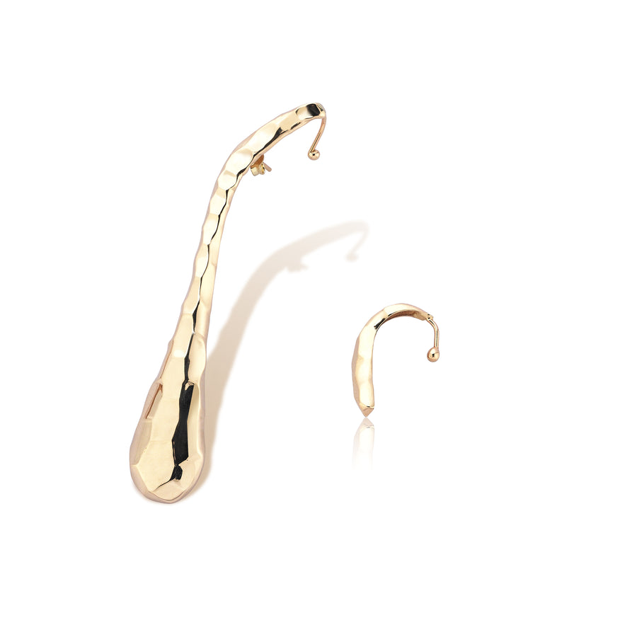 Snake Single Ear Earring With Forward Helix Ear Cuff (14K Gold)