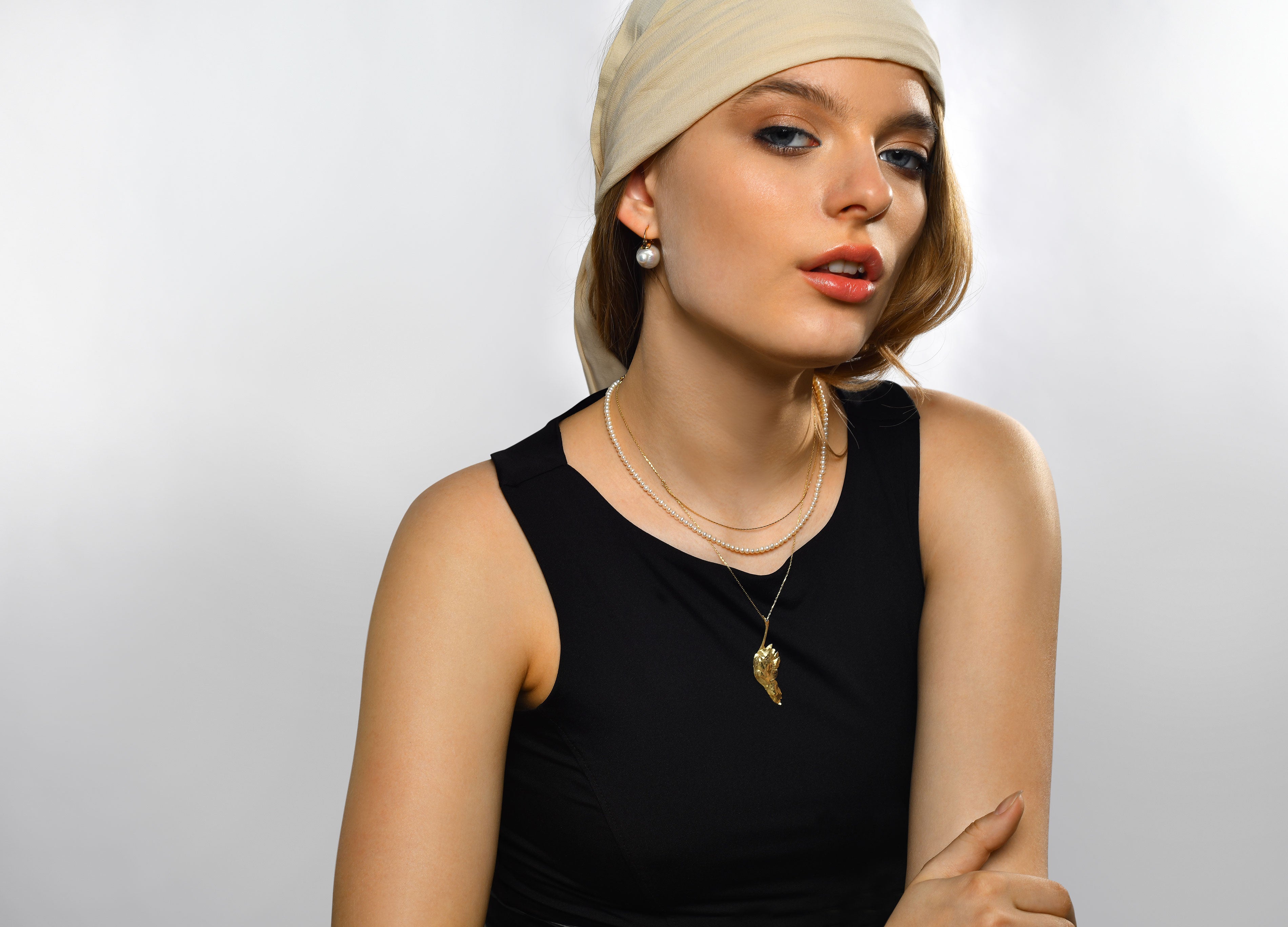 Swan with Sapphire Eye Double Chain Pendant Necklace