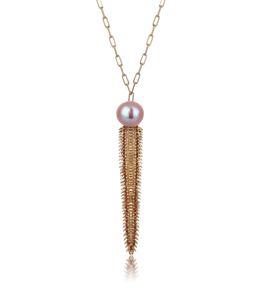 Starfish Ray with Diamonds and Pearl Necklace (14K Gold)
