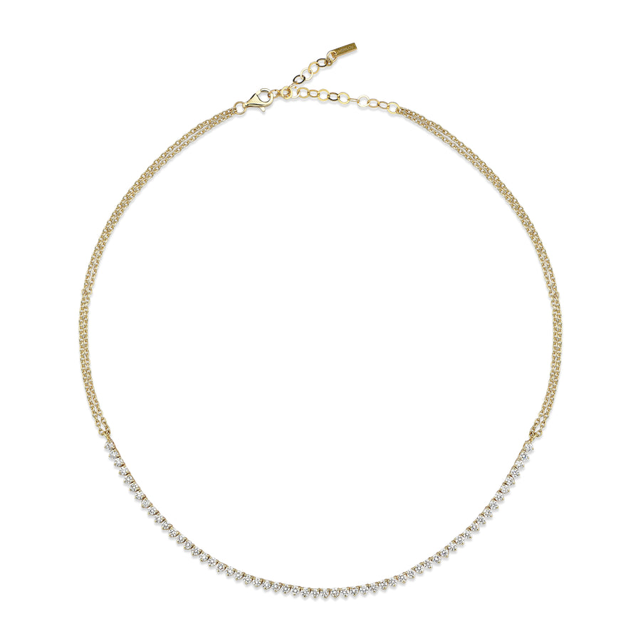 Space Tennis Necklace Yellow Gold