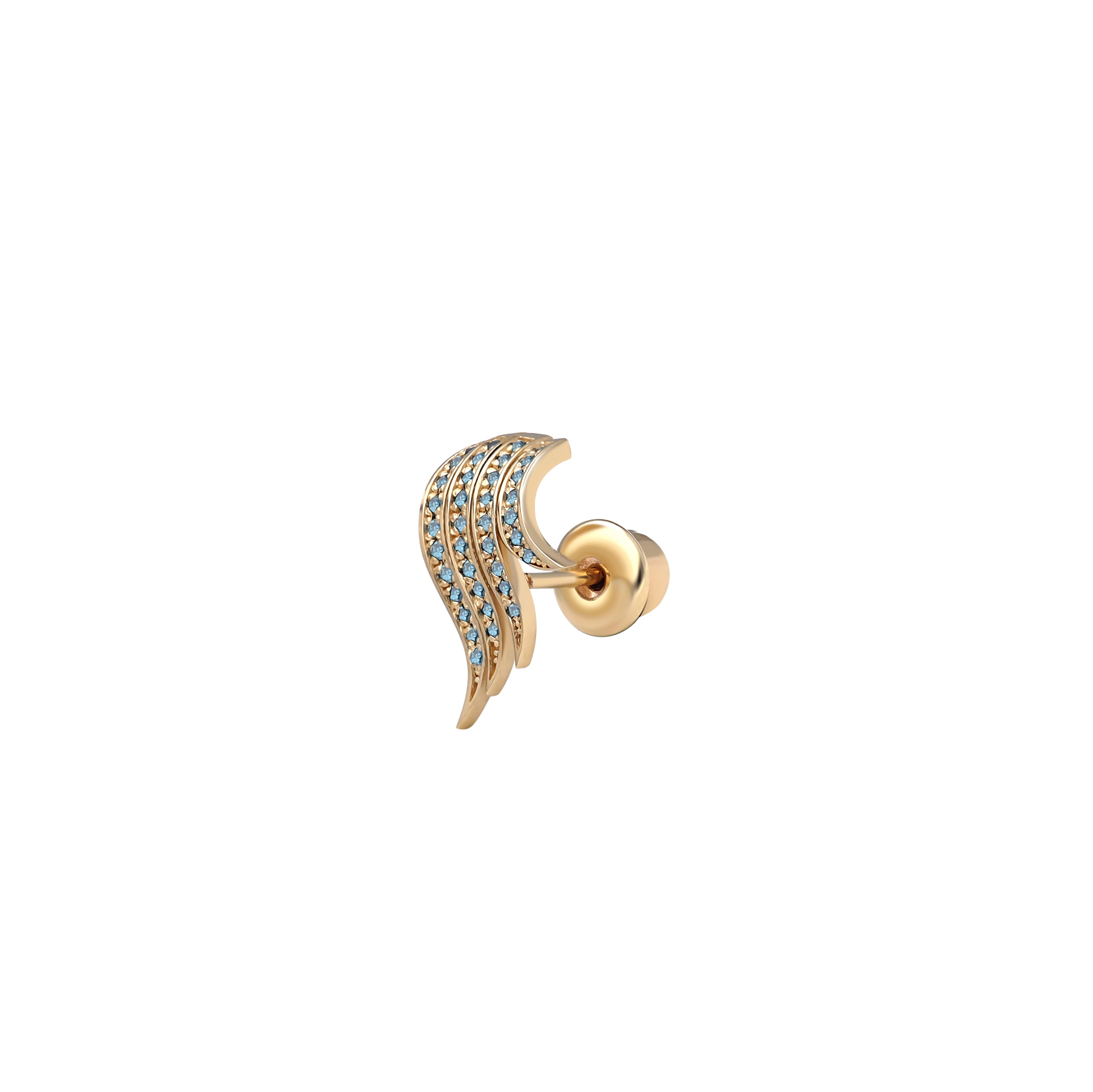 Angel Wing Blue Diamond Stud - 1 piece