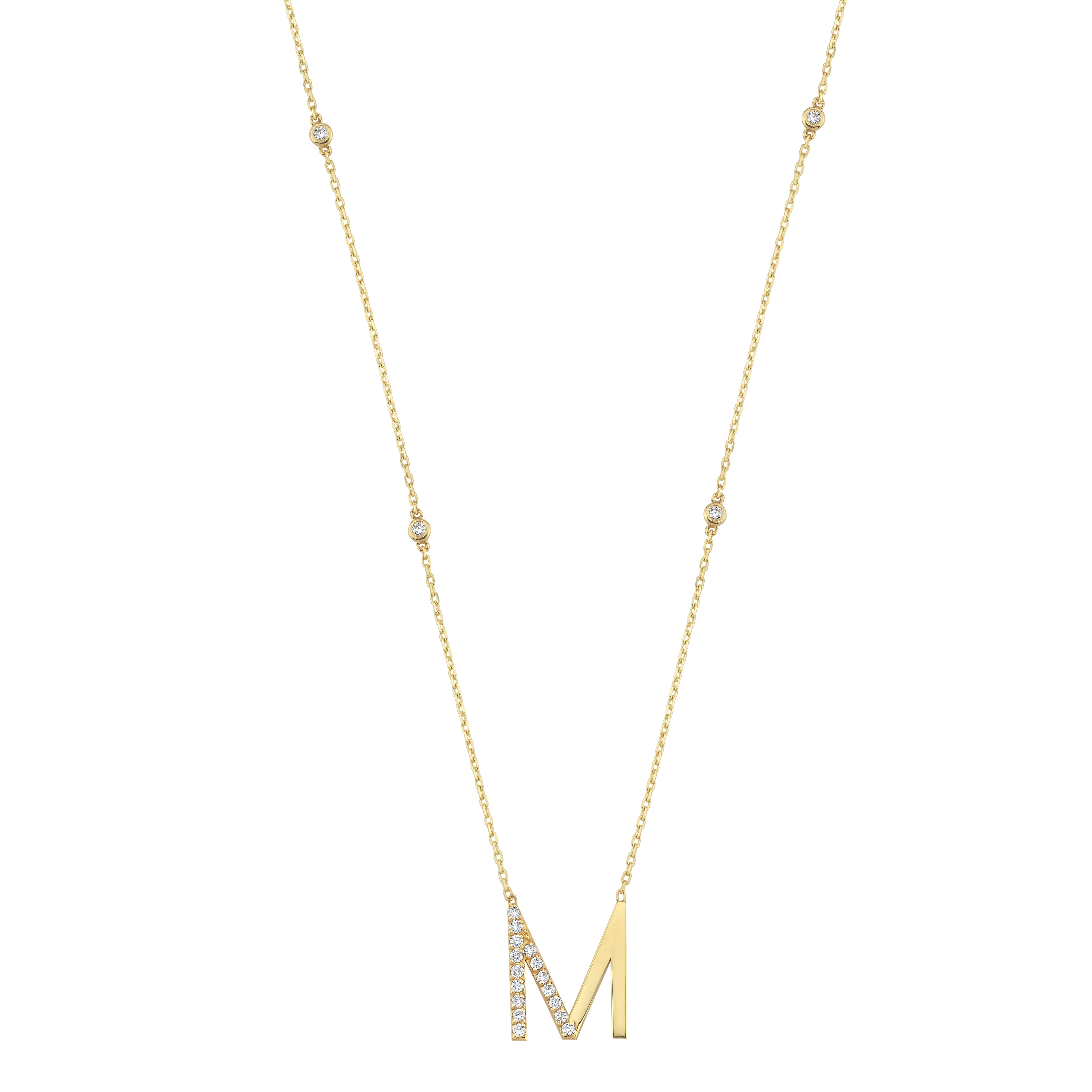 Initial M Diamond Necklace