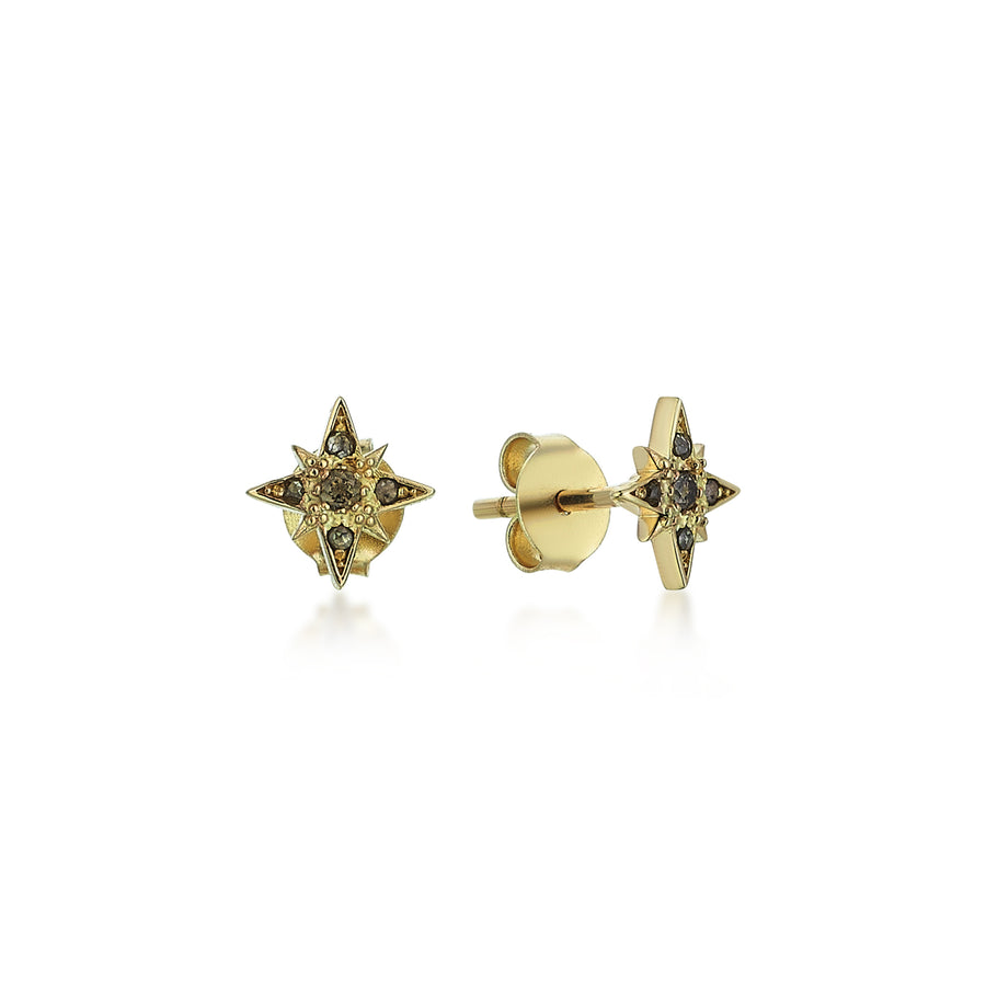 Diamond Star Stud Earrings (14k Gold)