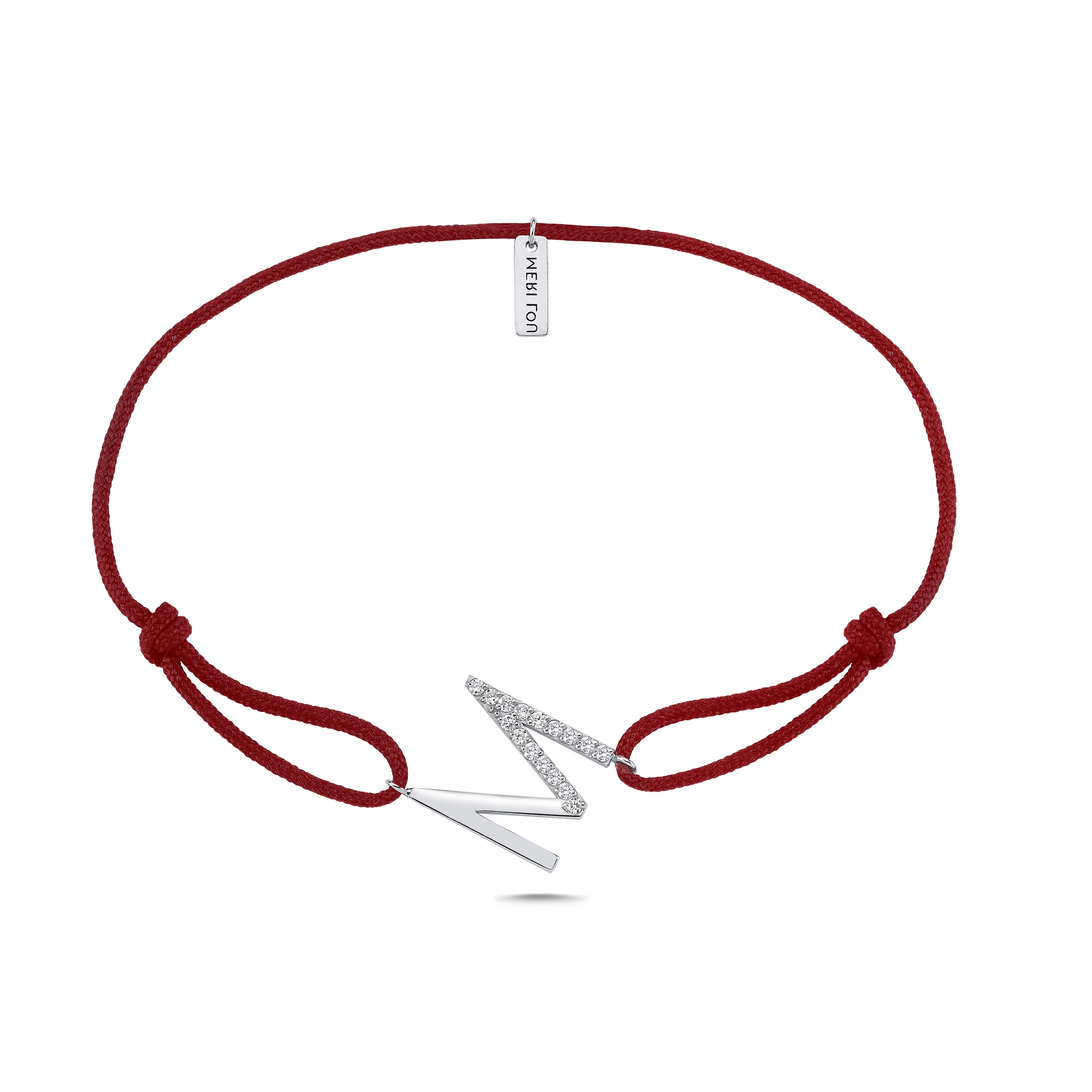 Diamond M Initial Cord Bracelet