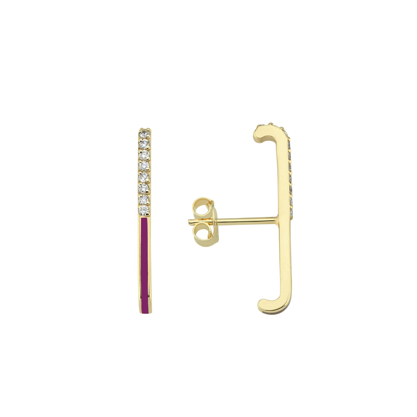 Diamond Enamel Ear Climber Long - 1 piece