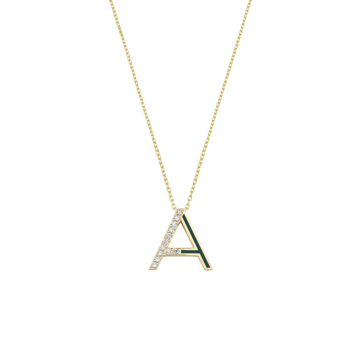 Initial A Diamond Necklace With Enamel