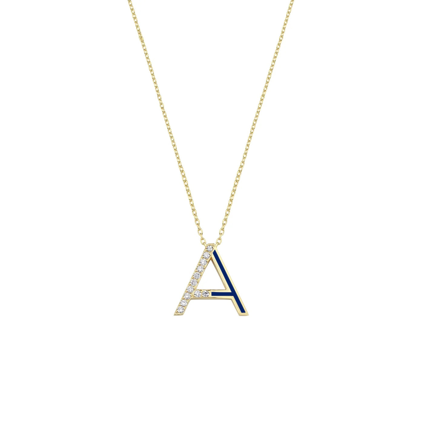 Initial A Diamond Necklace With Enamel