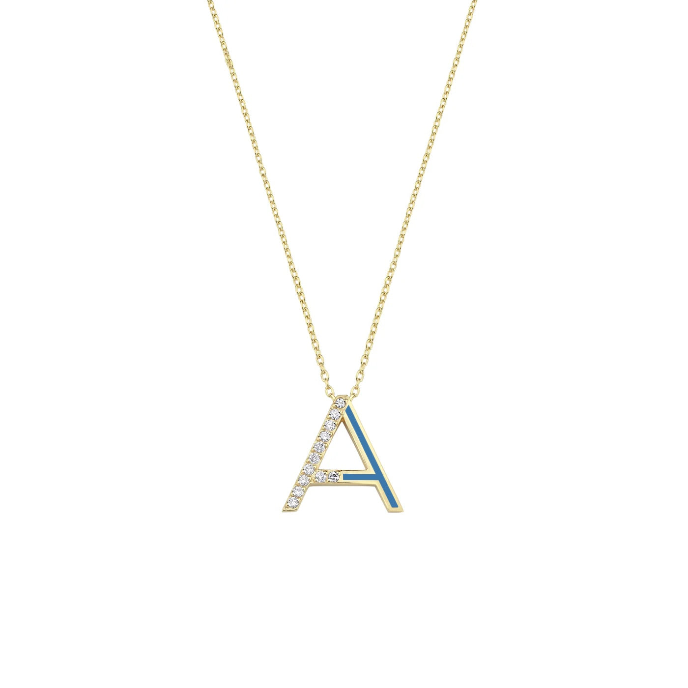 Initial A Diamond Necklace With Enamel