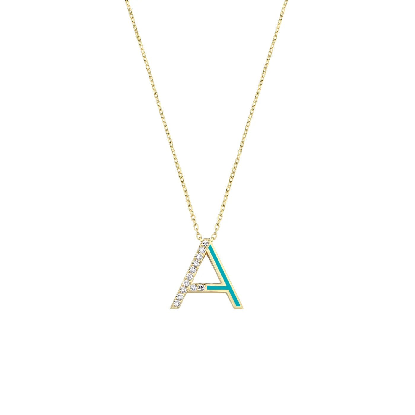 Initial A Diamond Necklace With Enamel